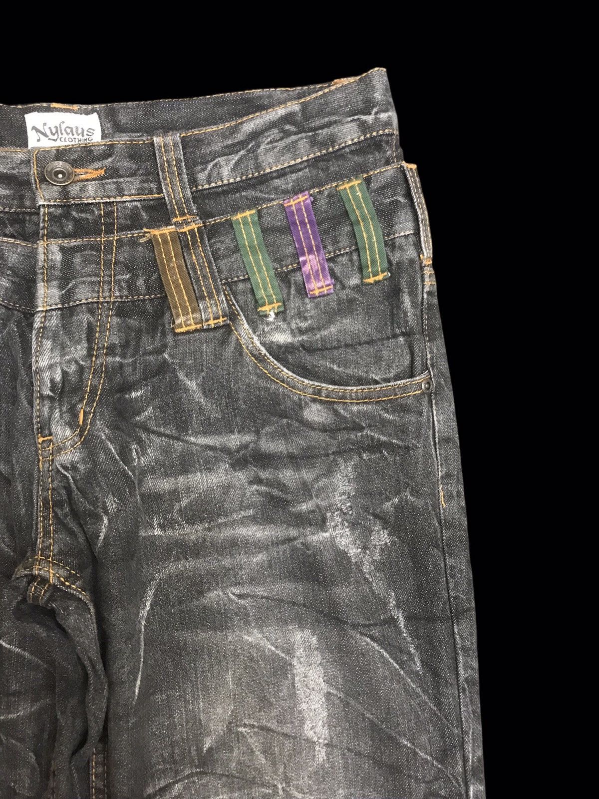Japanese Brand 💥DOUBLE WAIST💥NYLAUS INSANE FADES DISTRESSED DENIM F427 Size US 32 / EU 48 - 6 Thumbnail