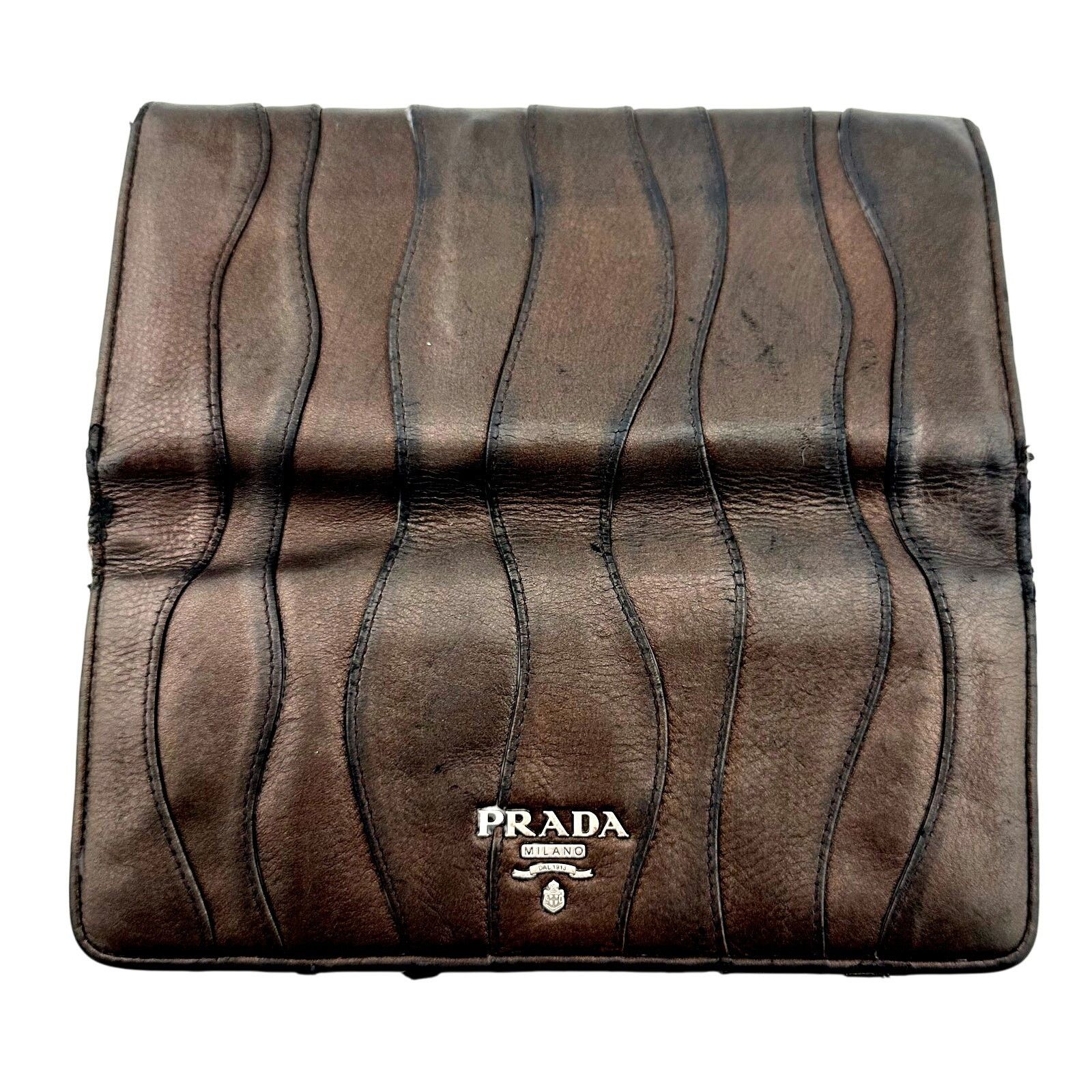 Prada Prada Metallic Brown Wave Leather Flap Continental Wallet Size ONE SIZE - 5 Thumbnail