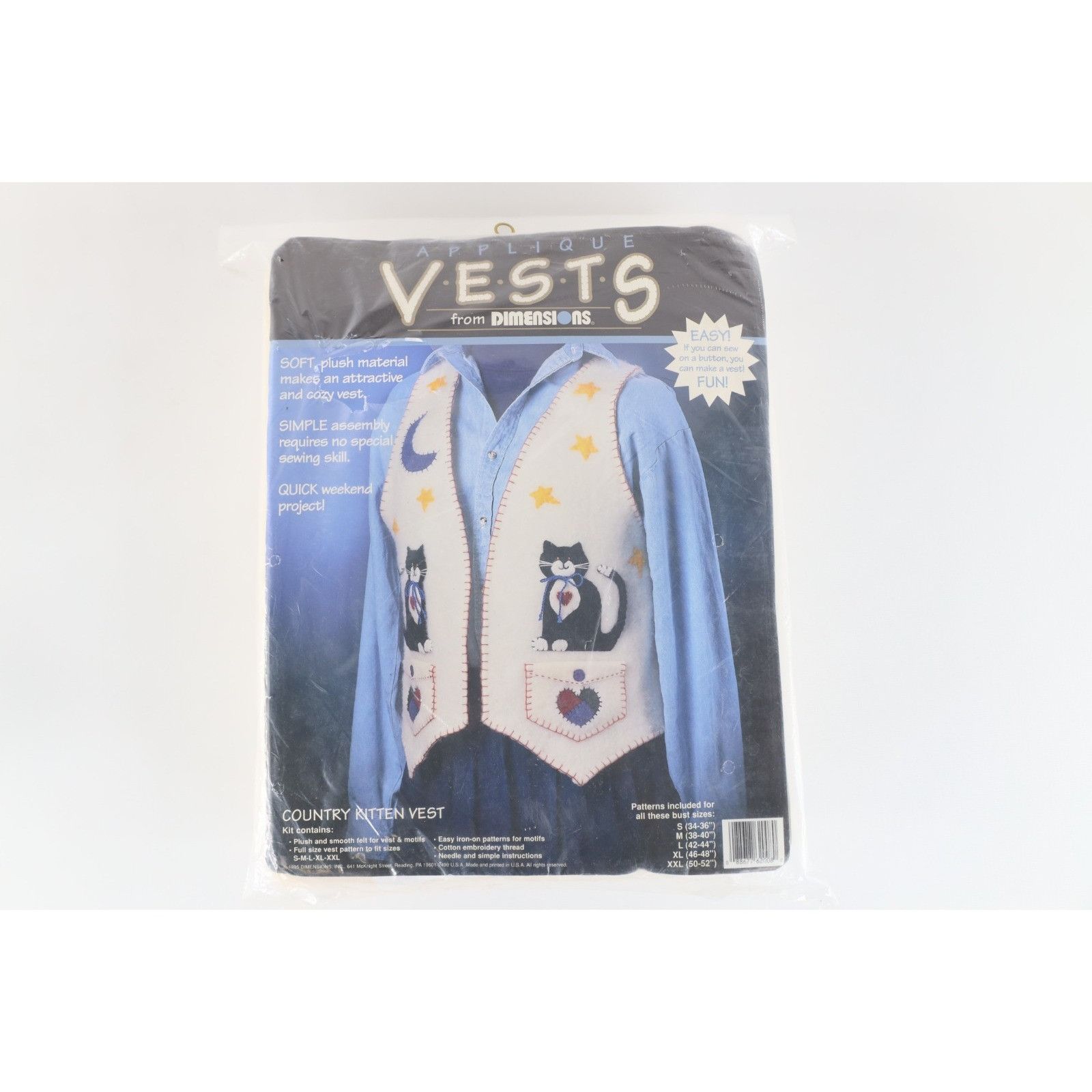 Deadstock Vintage 90s Streetwear Country Cat Applique Vest