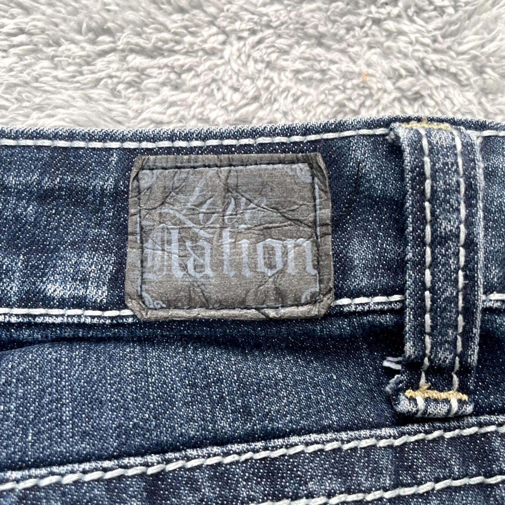Vintage Love Nation Angel Wings Jeans Womens 12 Bootcut Embroidered Beaded 5-Pocket Denim Cotton Polyester Spandex Blue Size 34" / US 12 / IT 48 - 5 Thumbnail