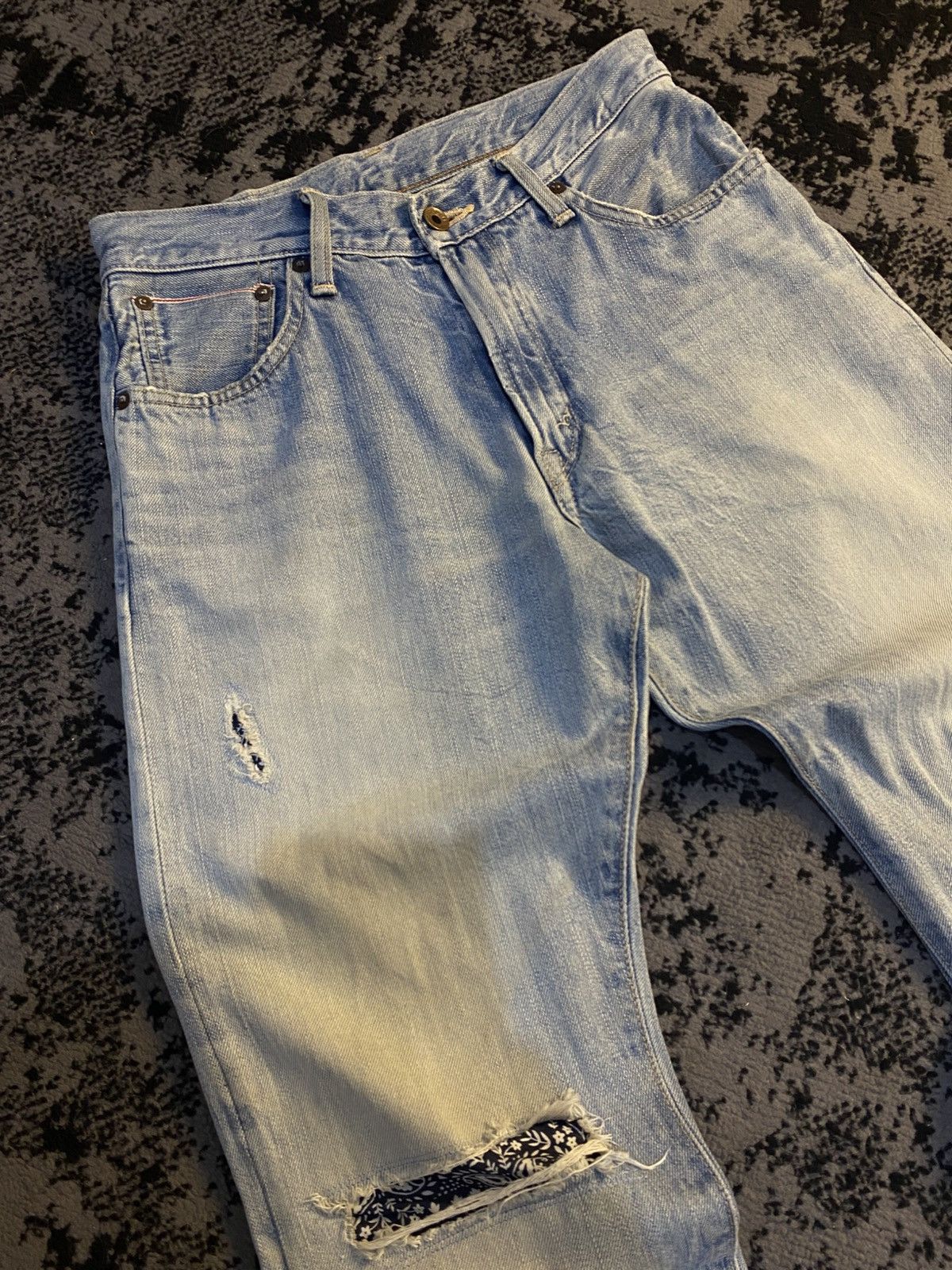 Kapital Vkei Wash Bootcut Selvedge Edwin 505 Distressed Jeans 🔥 Size US 29 - 11 Thumbnail