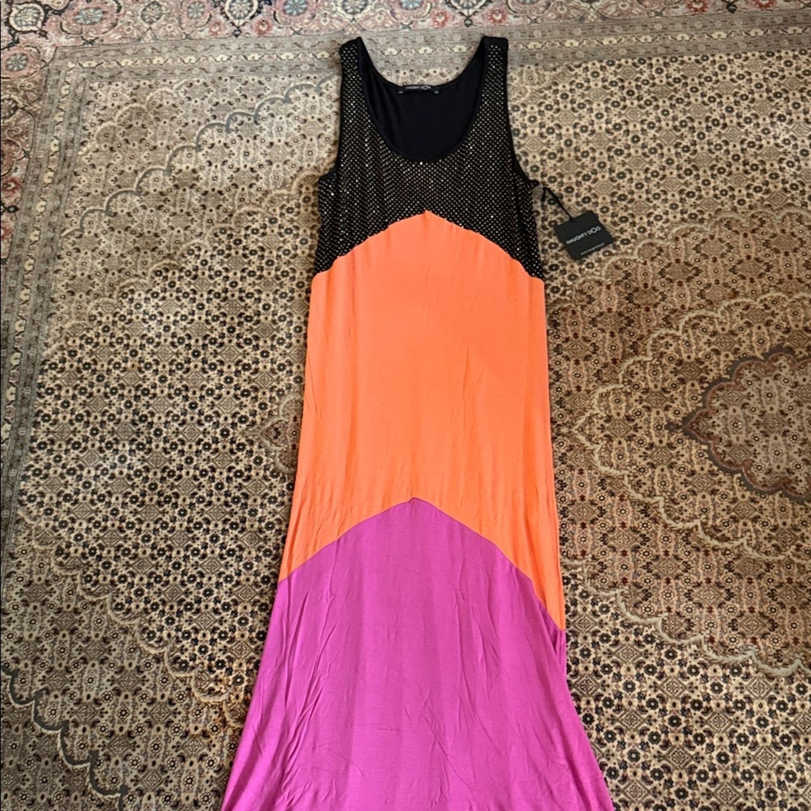Other NWT Vibrant Women's Striped Orange Maxi Dress Size M Size M / US 6-8 / IT 42-44 - 1 Thumbnail