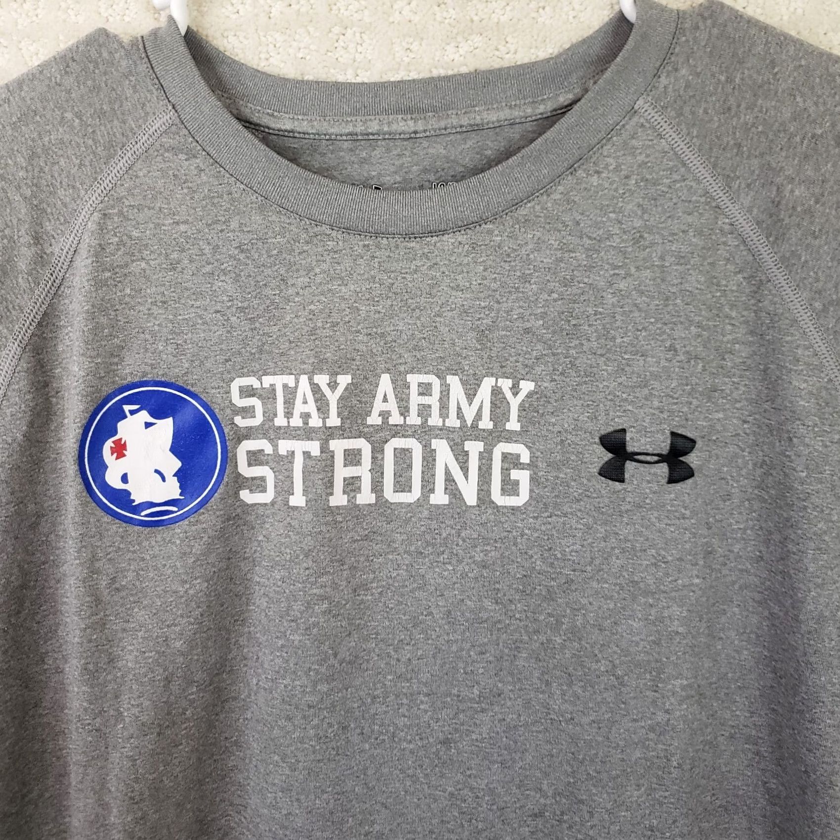 Under Armour Under Armour Shirt Men's L Gray Loose Heatgear Stay Army Strong Tee Logo Short Sleeve Crew Neck T-Shirt Size US L / EU 52-54 / 3 - 3 Thumbnail