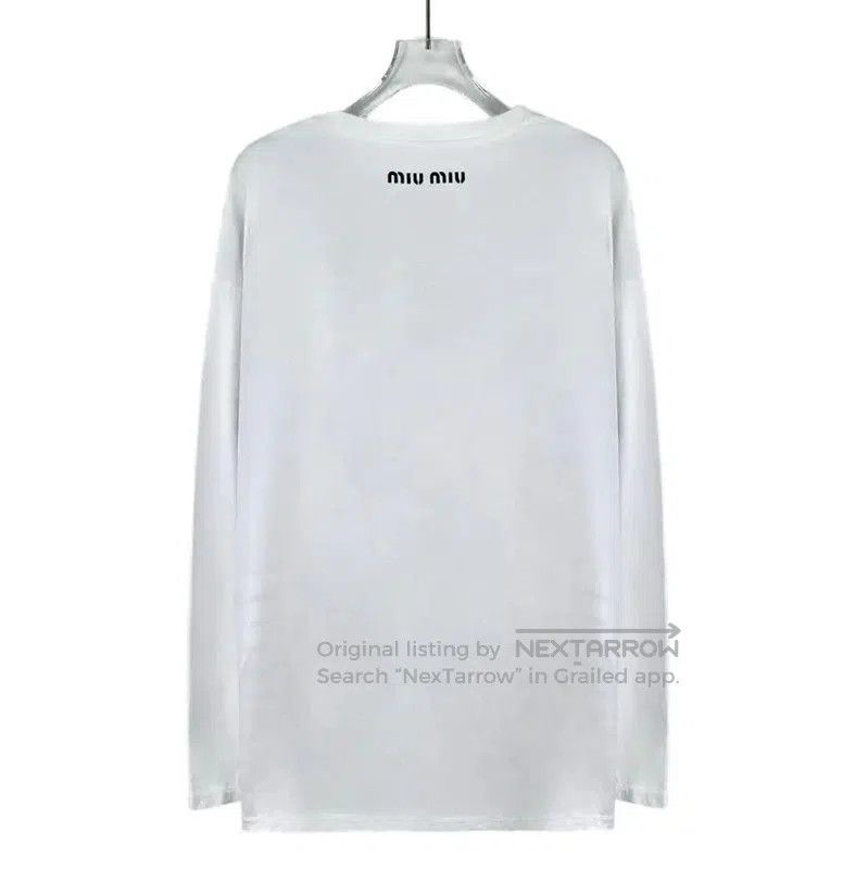 Miu Miu Miu Miu White Striped Cotton T-shirt . Size S / US 4 / IT 40 - 2 Thumbnail