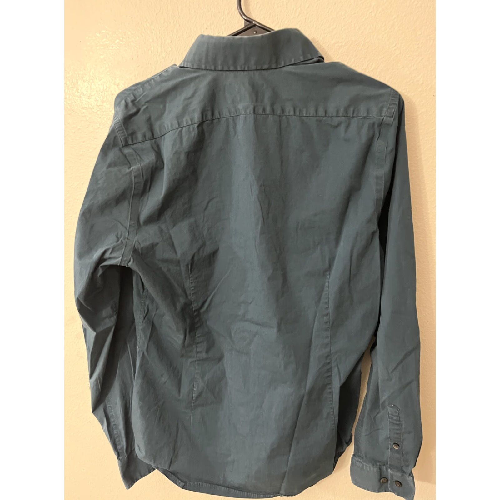 Express Express Dress Shirt Green 100% Cotton M Mens Medium Solid Shirt Business Casual Workwear 90s? Size 40R - 2 Thumbnail