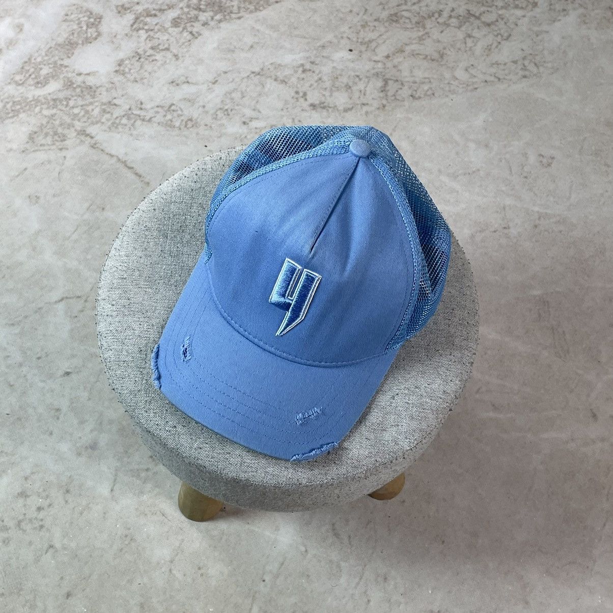 Other Yelir World Y Logo Baby Blue Distressed Trucker Cap Size ONE SIZE - 2 Thumbnail