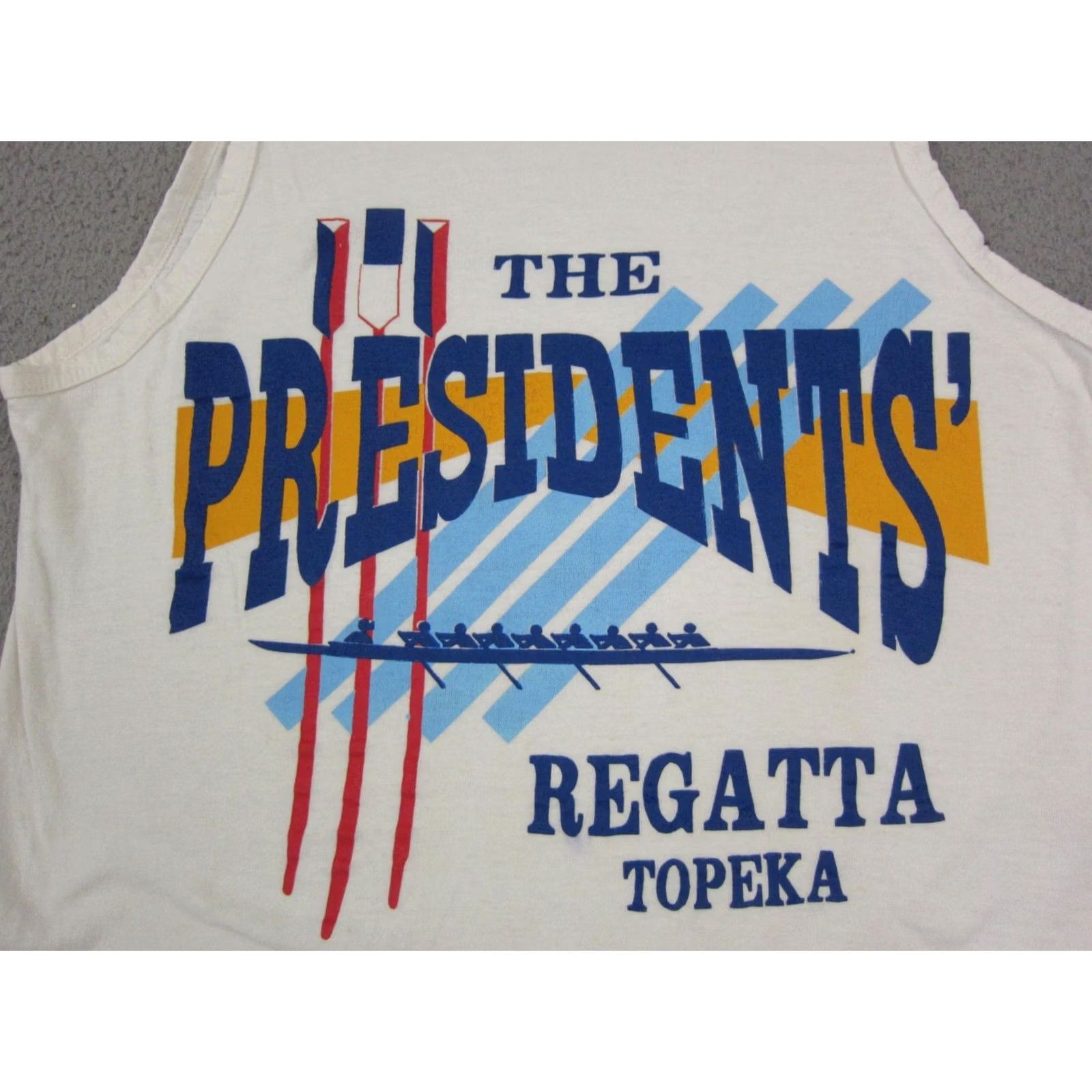 Vintage VINTAGE Center Cut Tank Top Shirt Mens Medium White Presidents Regatta Topeka Row Size US M / EU 48-50 / 2 - 2 Thumbnail