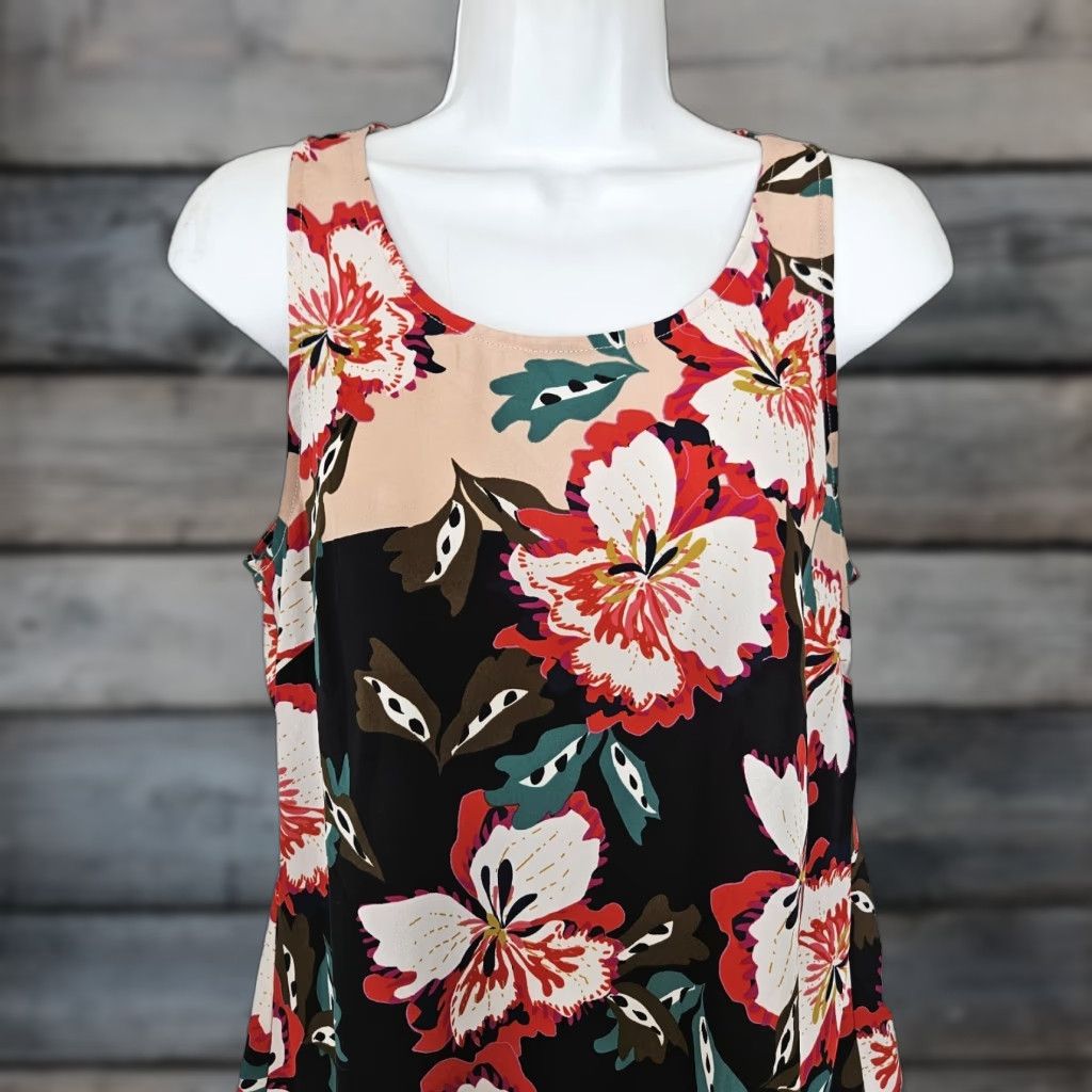 Vintage Cabi 5542 Womens Hibiscus Tank Top Sz Small Black Pink Sleeveless Shirt Size S / US 4 / IT 40 - 1 Thumbnail