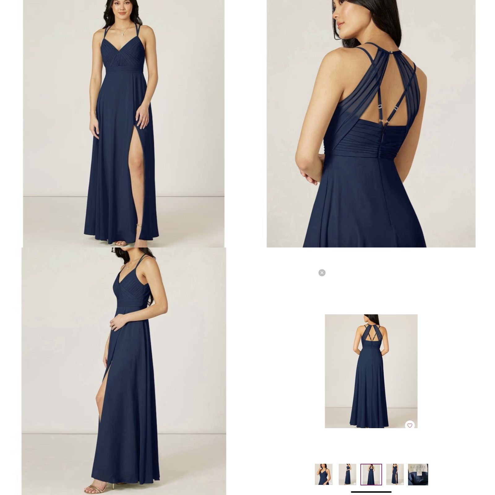 Vintage Azazie Aubrey Navy Dress Gown Bridesmaid Sleeveless Size 6 Navy 100% polyester Womens Gown Size ONE SIZE - 8 Thumbnail