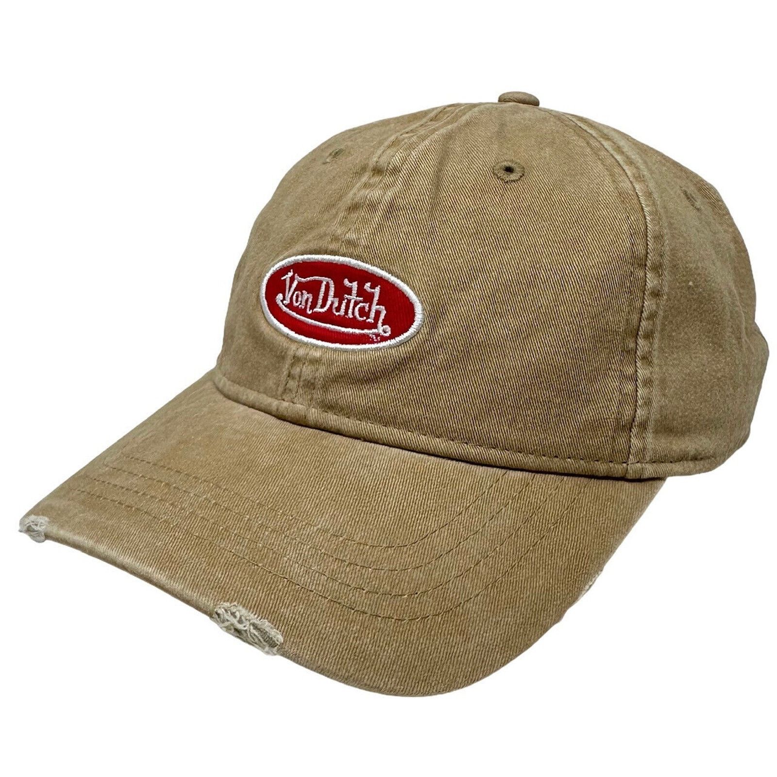 Von Dutch Von Dutch Strapback Hat Tan Distressed Unstructured Dad Cap Size ONE SIZE - 1 Thumbnail