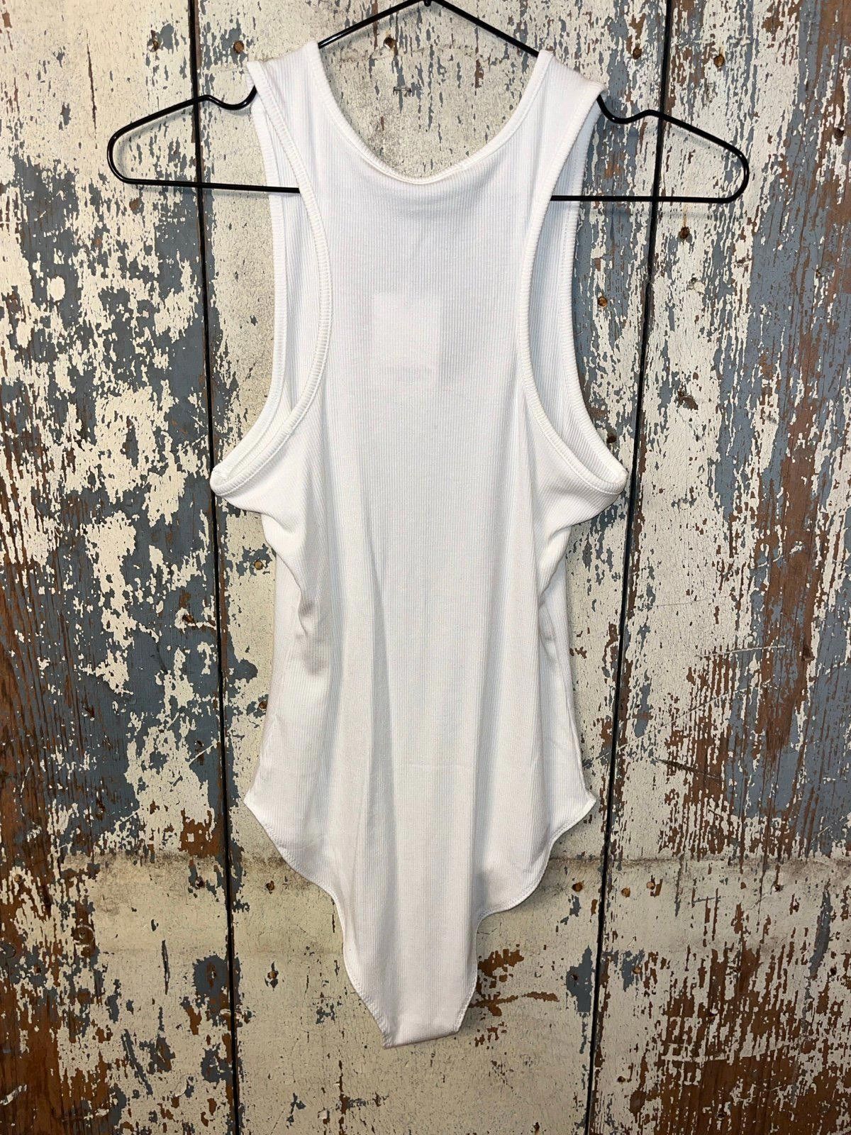 Mango NWT MangoPop white ribbed bodysuit, size medium Size M / US 6-8 / IT 42-44 - 6 Thumbnail