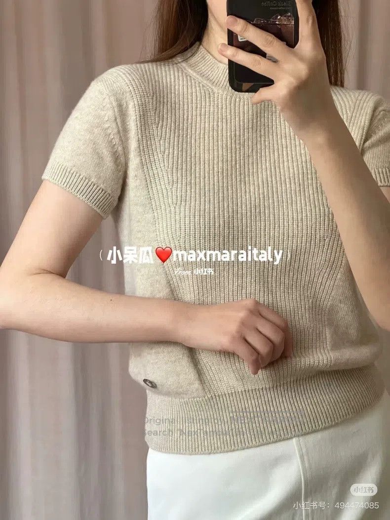 Hermes Hermes Oatmeal Classic Short-Sleeve 100% Cashmere Knit Swe Size XS / US 0-2 / IT 36-38 - 7 Thumbnail