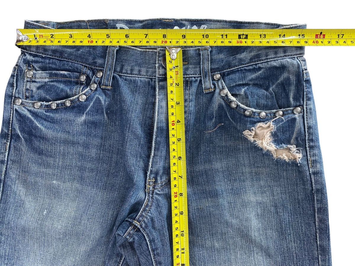 Japanese Brand Buzerayse Studded Distressed Faded Wide Leg Jeans Size US 30 / EU 46 - 9 Thumbnail