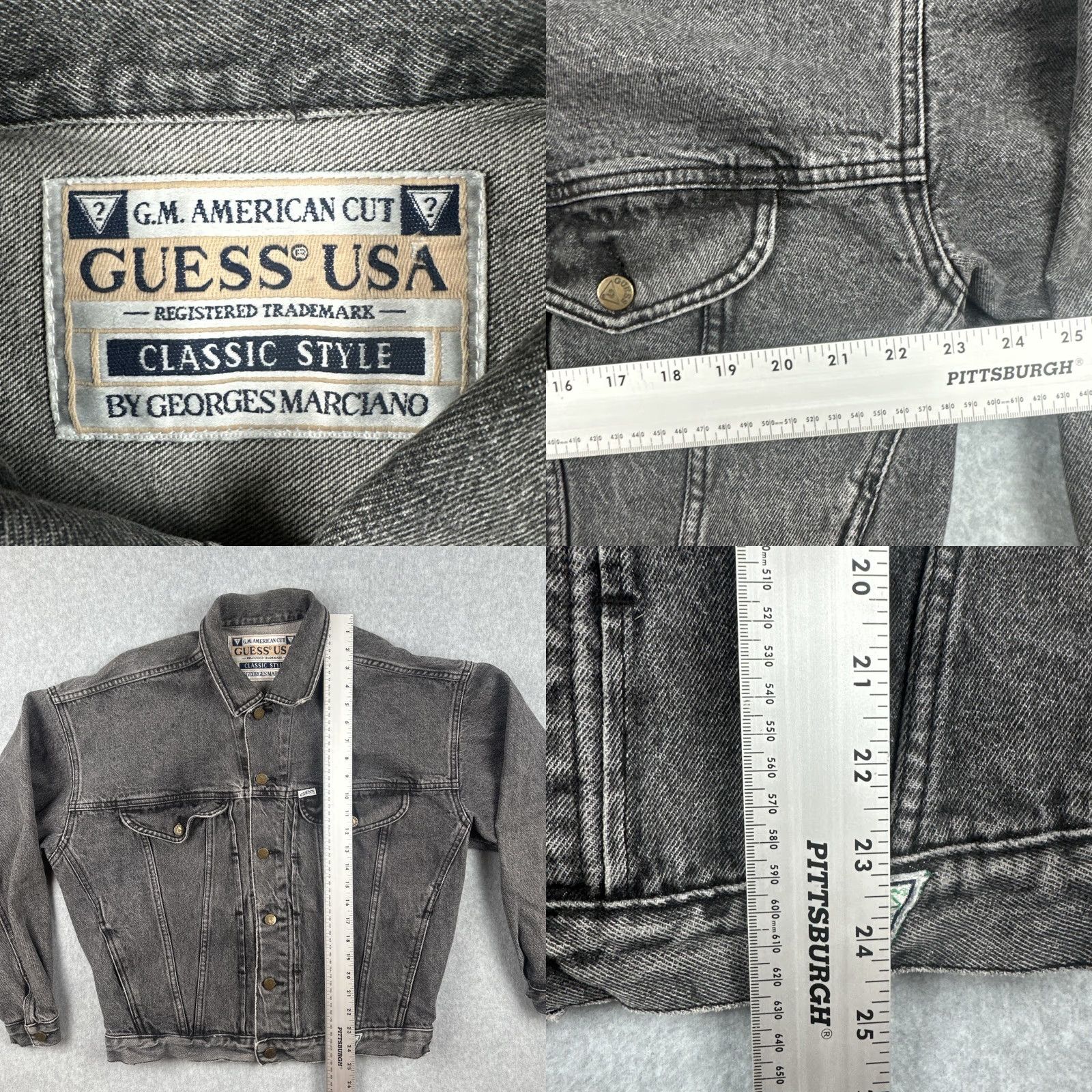 Guess VINTAGE Guess USA American Cut Mens M Faded Black Denim Jacket 80s Size US M / EU 48-50 / 2 - 8 Thumbnail