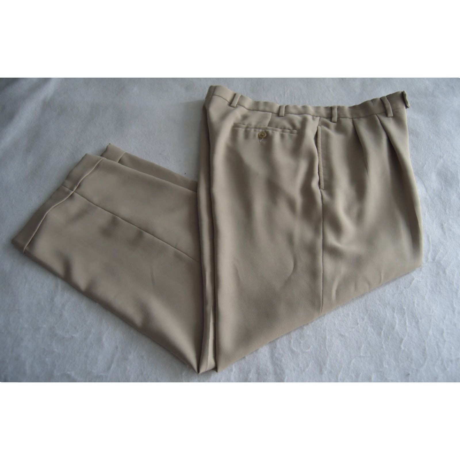 Ralph Lauren Lauren Ralph Lauren Dress Pants Beig e Khaki Pleated Cuffed 36/29 Poly Blend Dress Pants Mens Regular Size US 36 / EU 52 - 2 Thumbnail