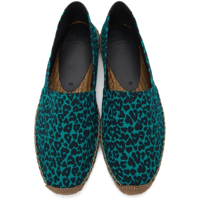 Saint Laurent Paris o1s1wg111224 Babycat-Print Embroidered Espadrilles Blue Size US 11 / IT 41 - 4 Thumbnail