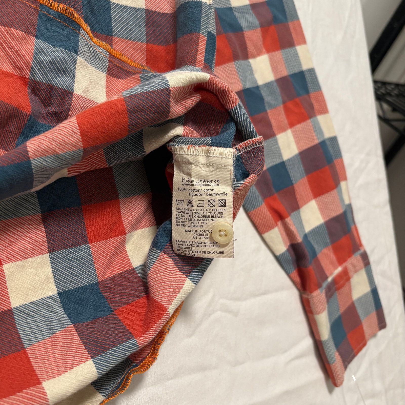 Nudie Jeans Nudie Jeans Co. Windowpane Plaid Button Up Shirt Blue Red S Size US S / EU 44-46 / 1 - 4 Thumbnail