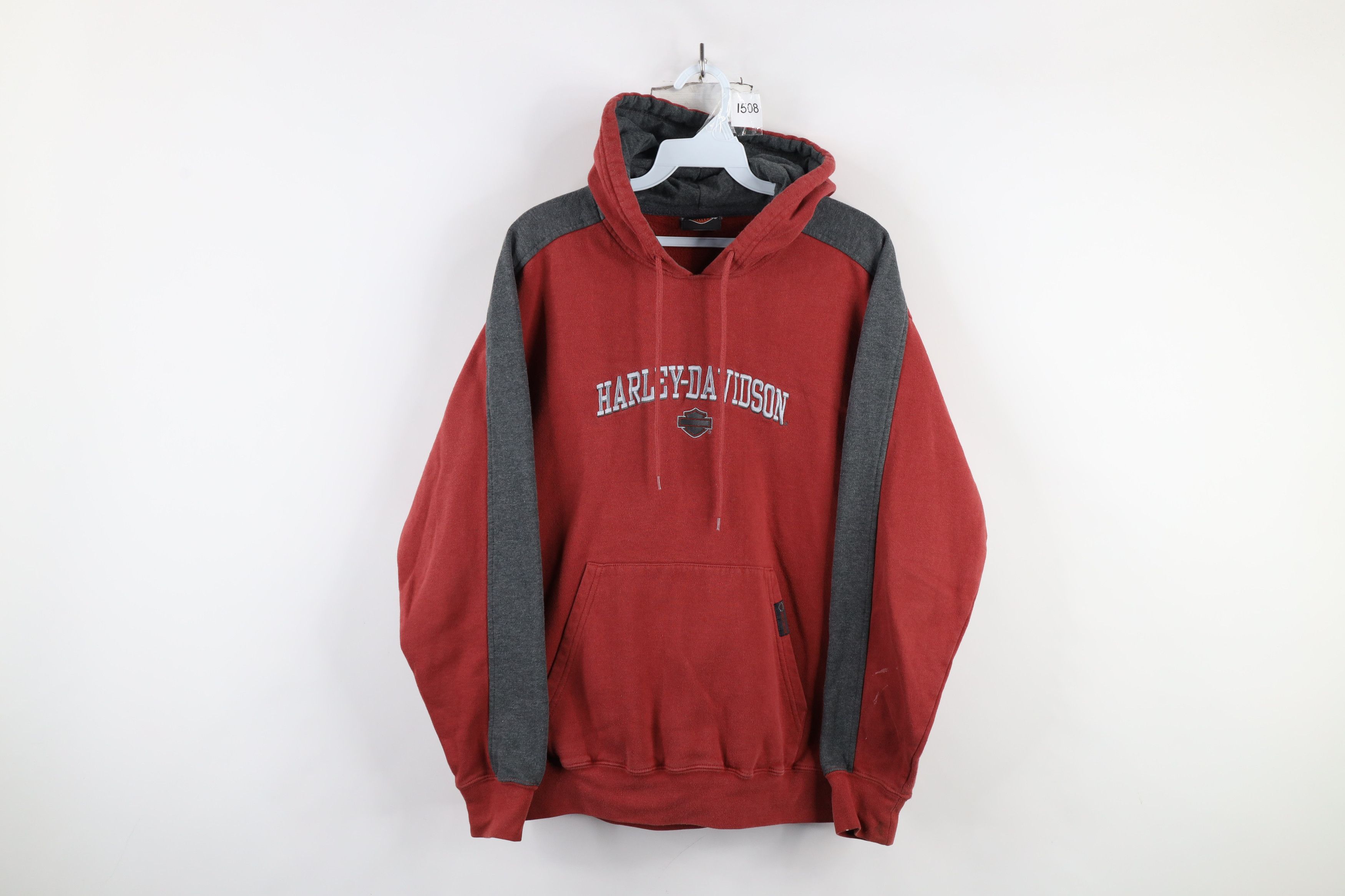 Vintage Harley Davidson Spell Color Block Hoodie Sweatshirt