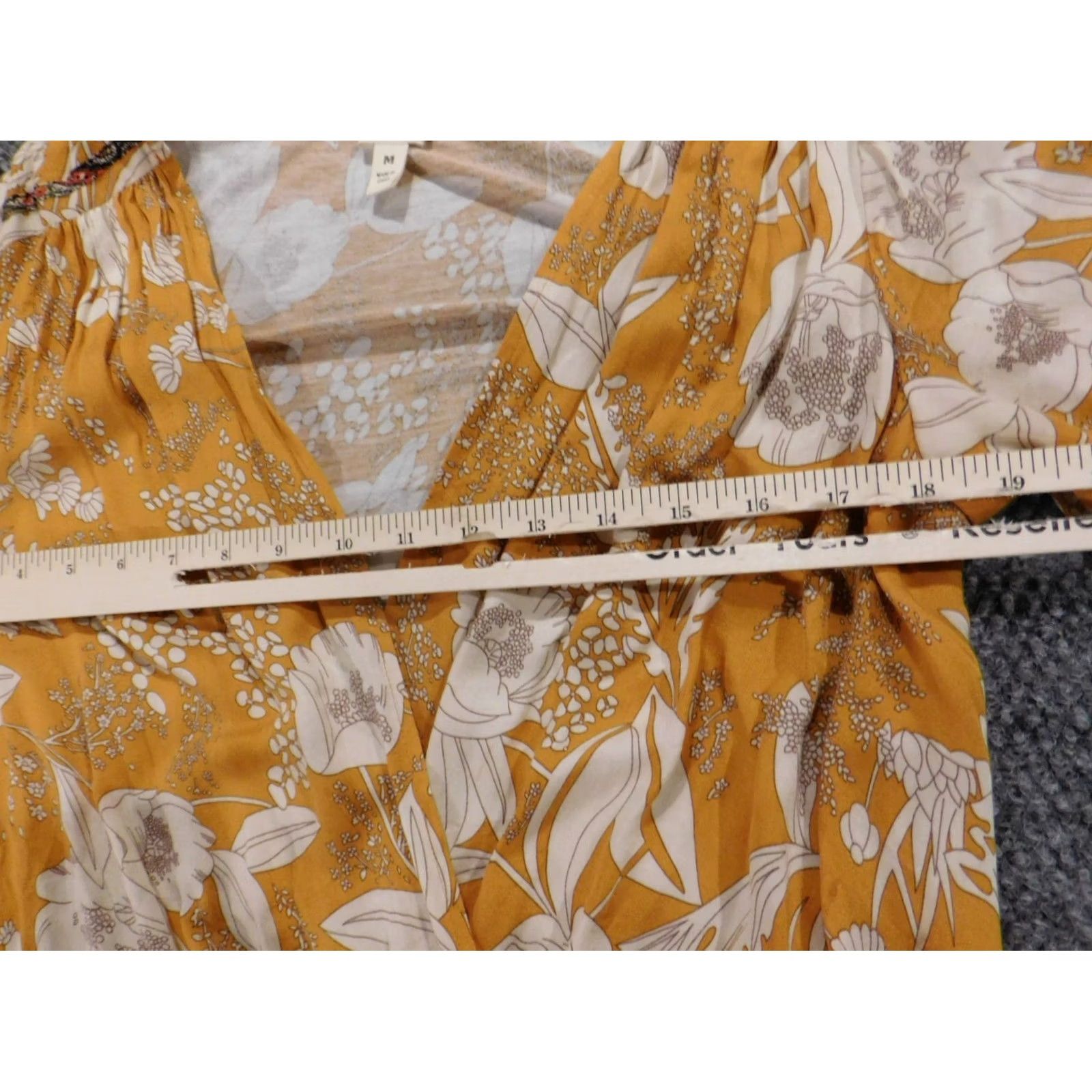 Vintage Tiny Tiny Bluse M Women's Yellow Floral Pullover Shrug Dolman Short Sleeve Crew Neck Rayon Casual Stretch Regular Vintage No Size M / US 6-8 / IT 42-44 - 5 Thumbnail