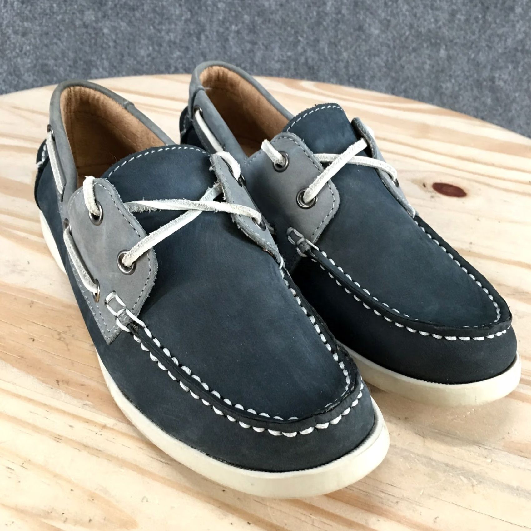 Vintage White Mountain Shoes Womens 7.5M Boat Blue Leather Lace Up Low Top Casual Flats Shoes Size M / US 6-8 / IT 42-44 - 3 Thumbnail