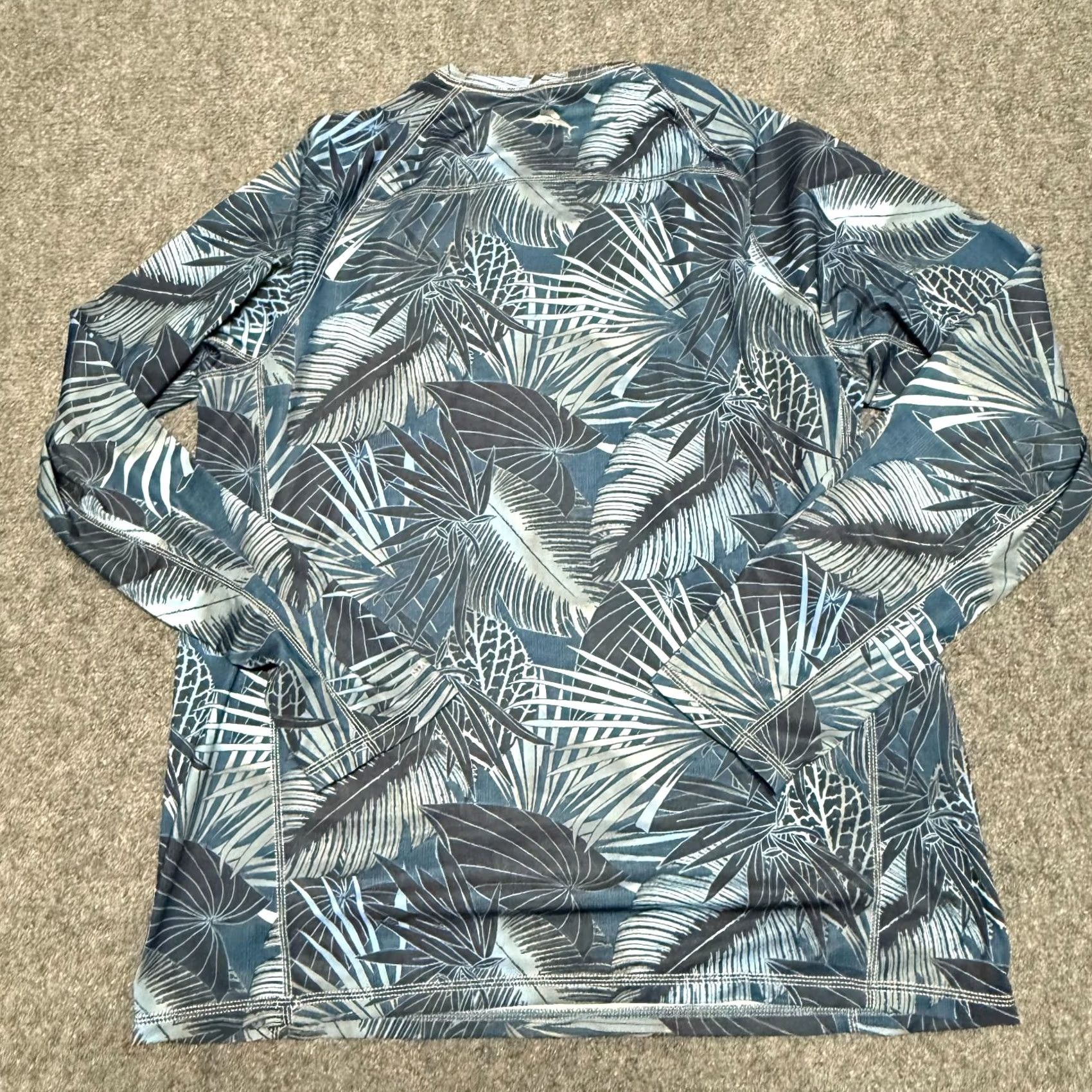 Tommy Bahama Tommy Bahama Shirt Mens Large Blue Island Active Floral Palm Tree Long Sleeve Crew Neck Jersey T-Shirt Size US L / EU 52-54 / 3 - 2 Thumbnail