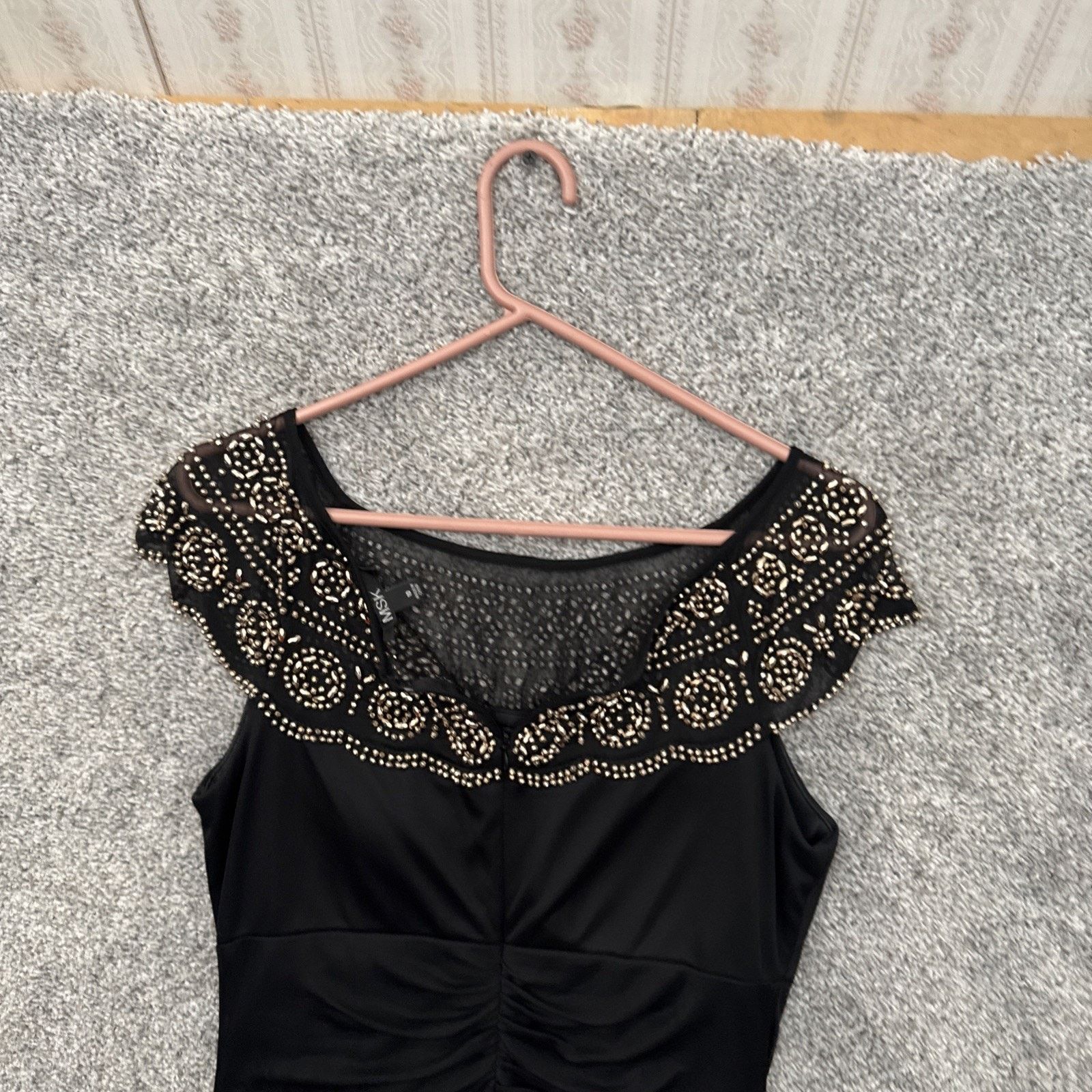 Other MSK Cocktail Dress 10 Rhinestones Elegant Glam Party Midi Size L / US 10 / IT 46 - 8 Thumbnail