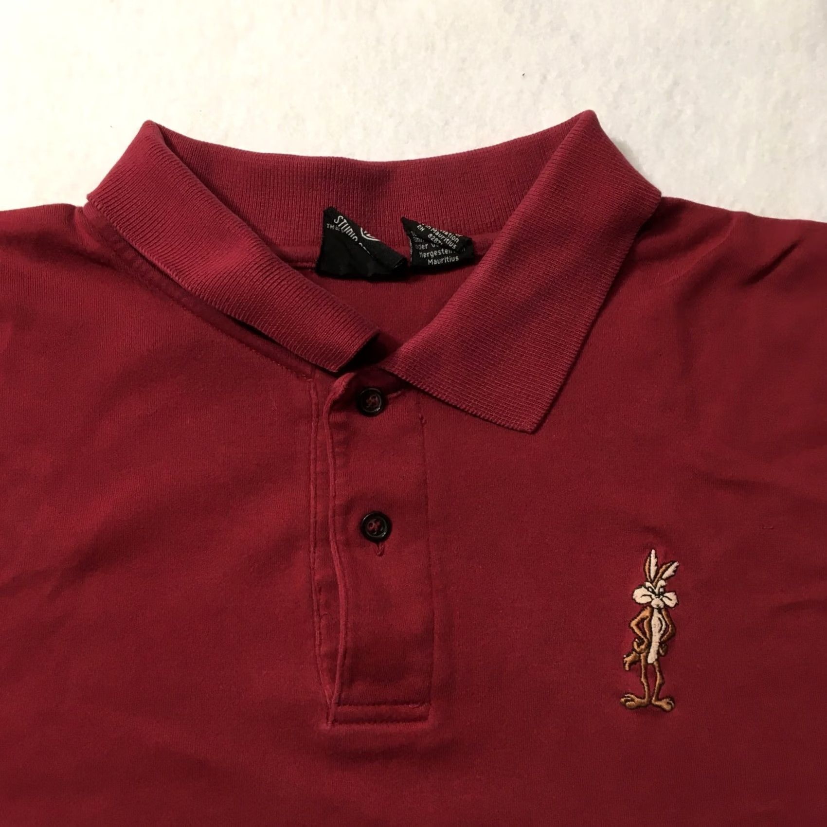 Vintage VINTAGE warner bros Mens XL burgundy Looney Tunes Bugs Bunny Golfing Polo Size US XL / EU 56 / 4 - 2 Thumbnail