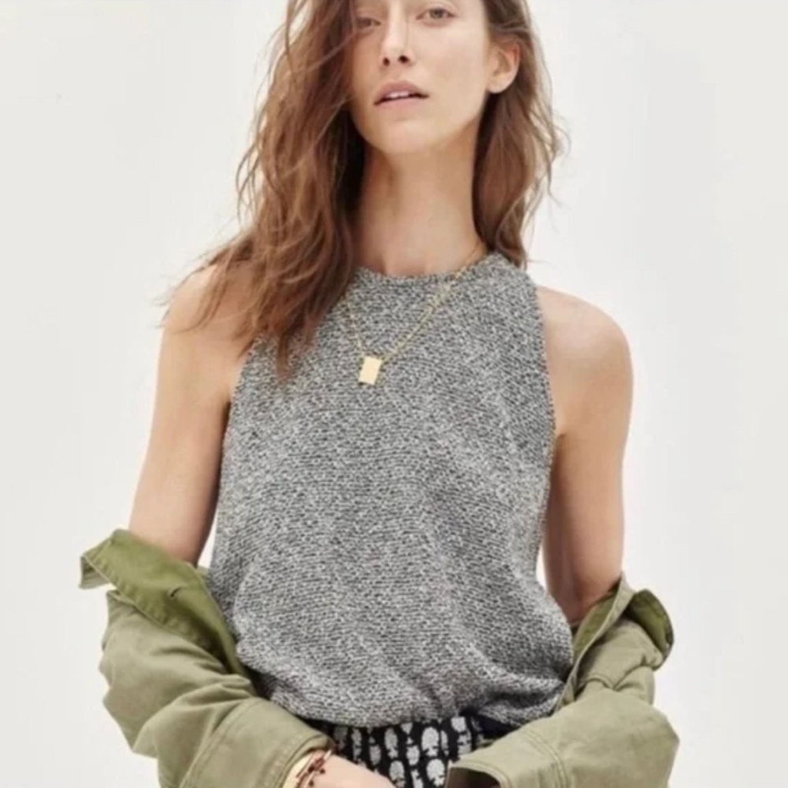 Madewell MADEWELL Tweed High-Low Swingy Fringe Tank Sweater Sz XS Size XS / US 0-2 / IT 36-38 - 1 Thumbnail