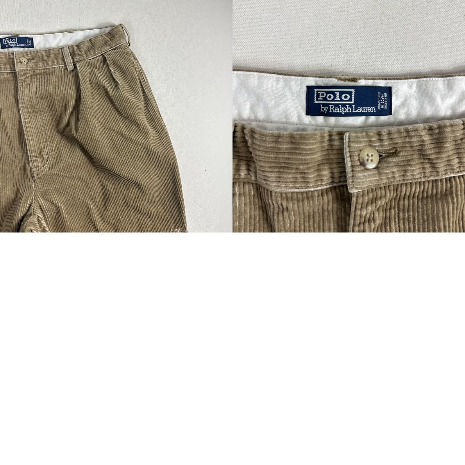Polo Ralph Lauren VINTAGE Polo Ralph Lauren Andrew High Waisted Pleated Chino Pants 38x30 Men Brown Corduroy Straight 90s USA Preppy Trousers Size US M / EU 48-50 / 2 - 8 Thumbnail