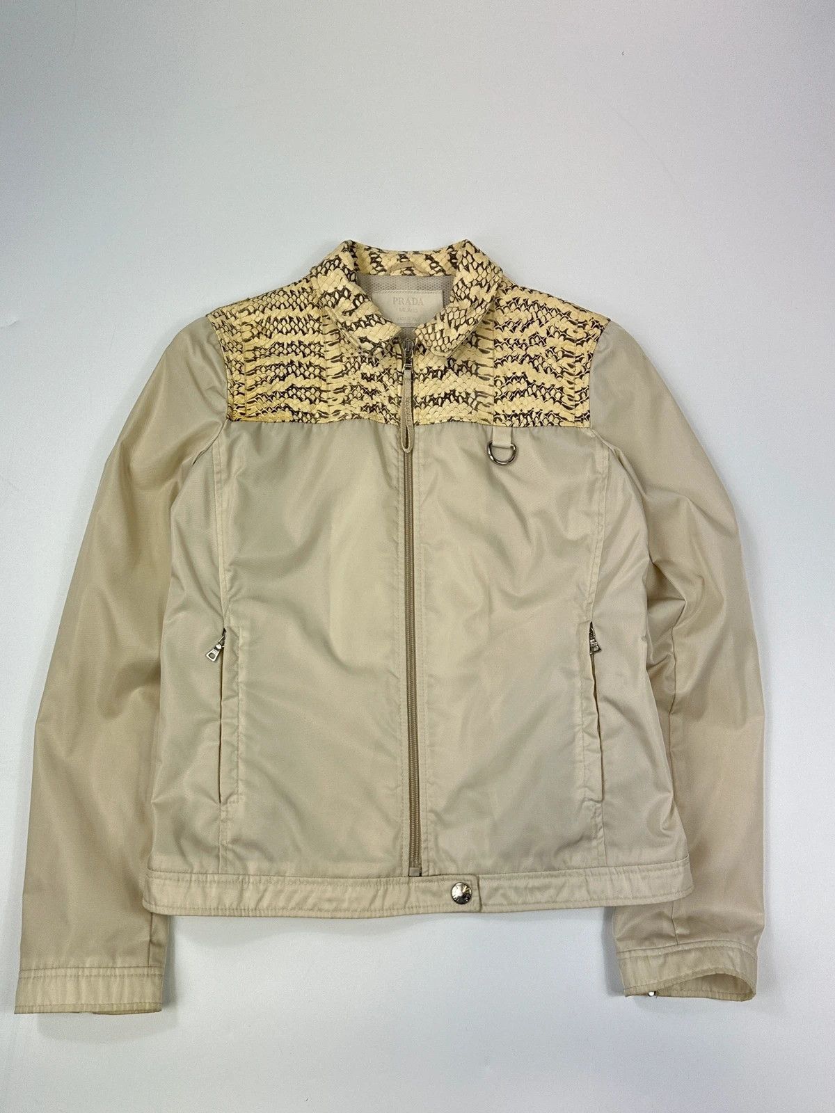 Prada Prada Milano SS99 White Cream Python Leather & Nylon Jacket Size M / US 6-8 / IT 42-44 - 1 Thumbnail