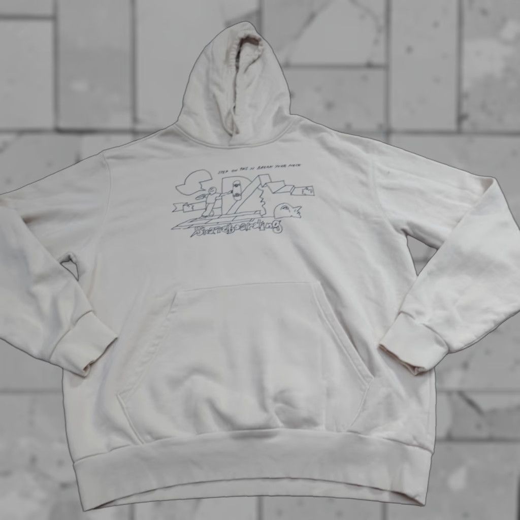 Adidas VINTAGE adidas Sweatshirt XL Beige Double Sided Hoodie Pacho Macho Skateboarding Men Mens Winter Pullover USA Graphic Print Cotton Blend Size US XL / EU 56 / 4 - 1 Thumbnail