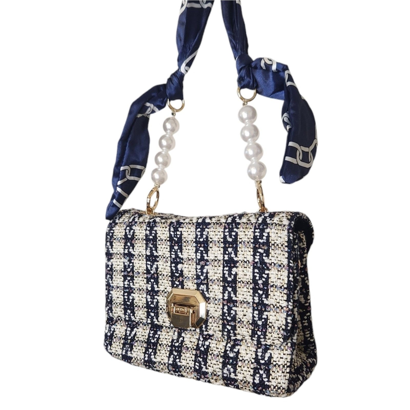 Aldo Aldo Promenade Mini Tweed Navy Scarf Bag Size ONE SIZE - 11 Thumbnail