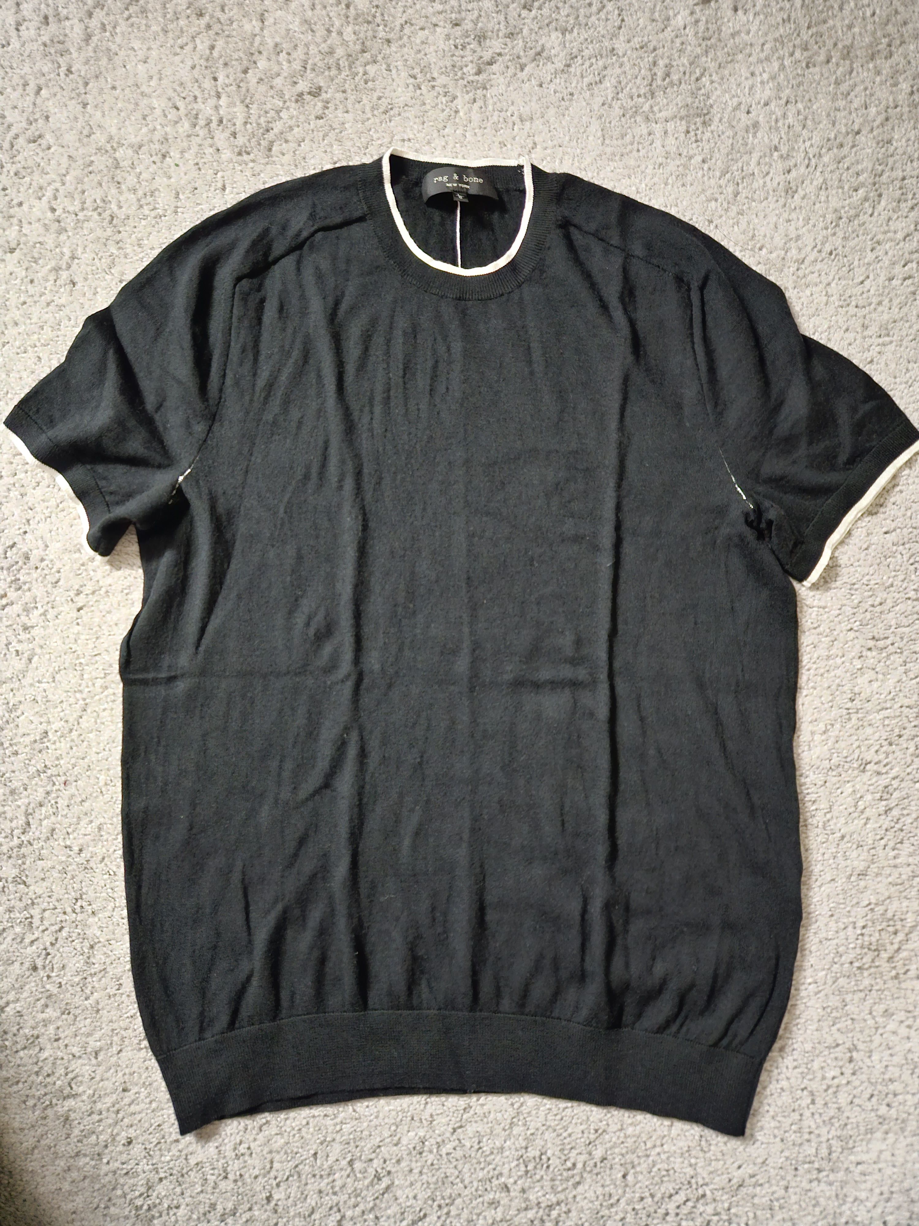 image of Rag Bone Cashmere Silk Blend Sweater T-Shirt in Black/White, Men's (Size Large)