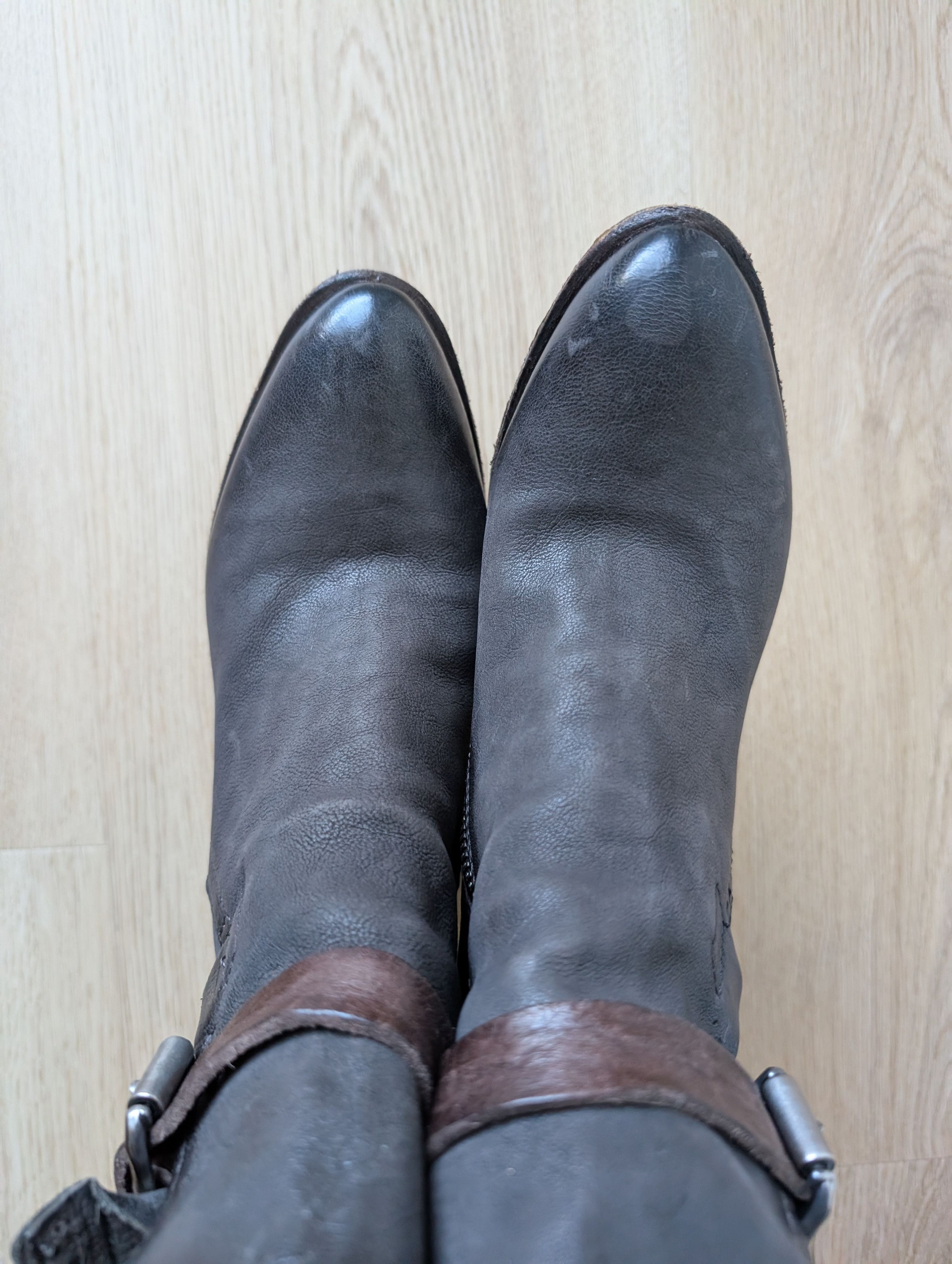 A.S.98 A.S.98 Grey Leather Avant Garde Zip Buckle Ankle Boots Size US 6 / IT 36 - 6 Thumbnail