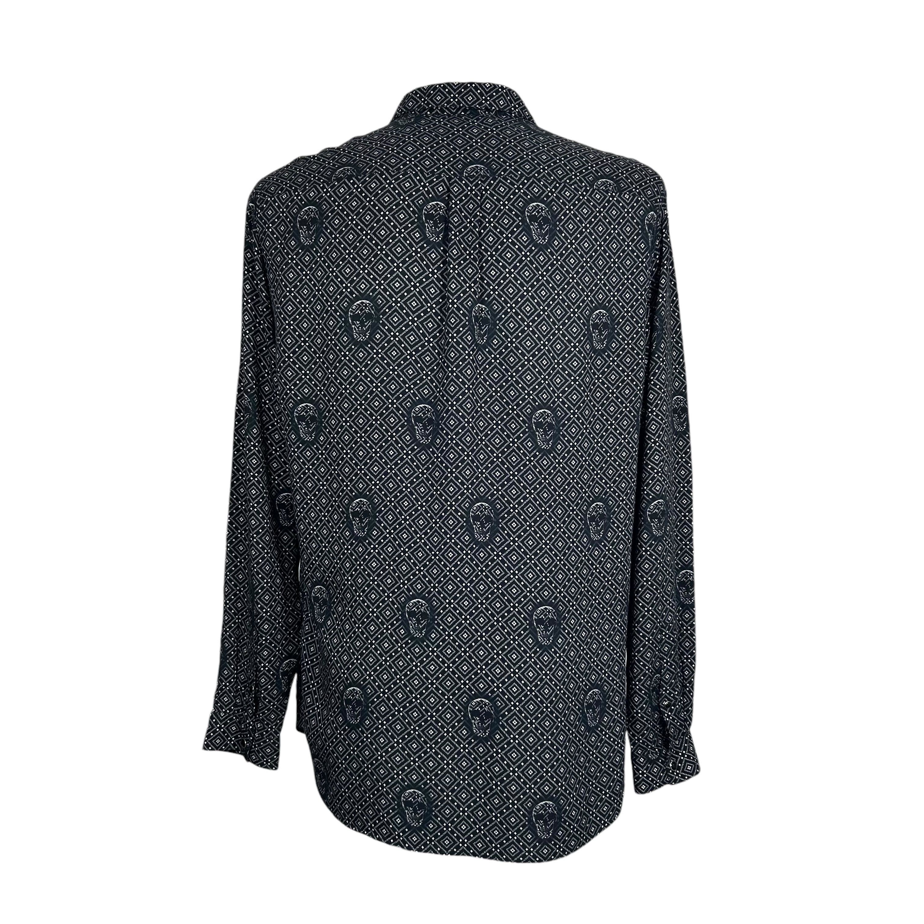 The Kooples The Kooples Black Viscose Skull Pattern Shirt Men's Size L Size US L / EU 52-54 / 3 - 2 Thumbnail