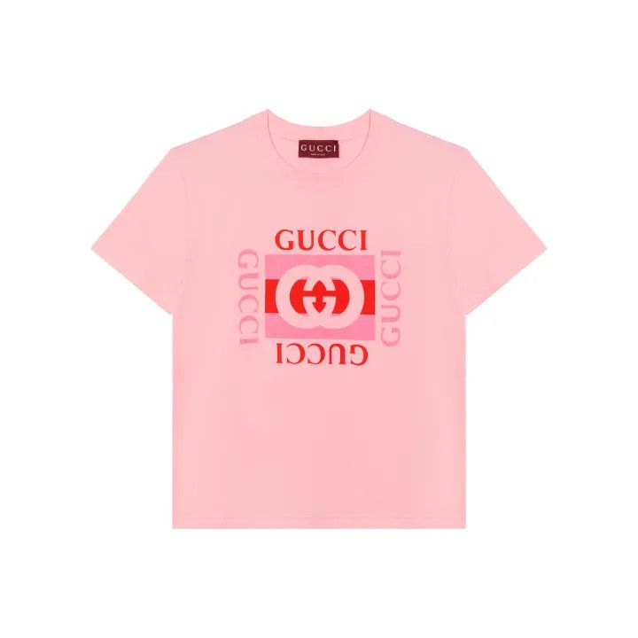 Gucci Gucci Logo Print Pink T-Shirt for Women Size S / US 4 / IT 40 - 1 Thumbnail