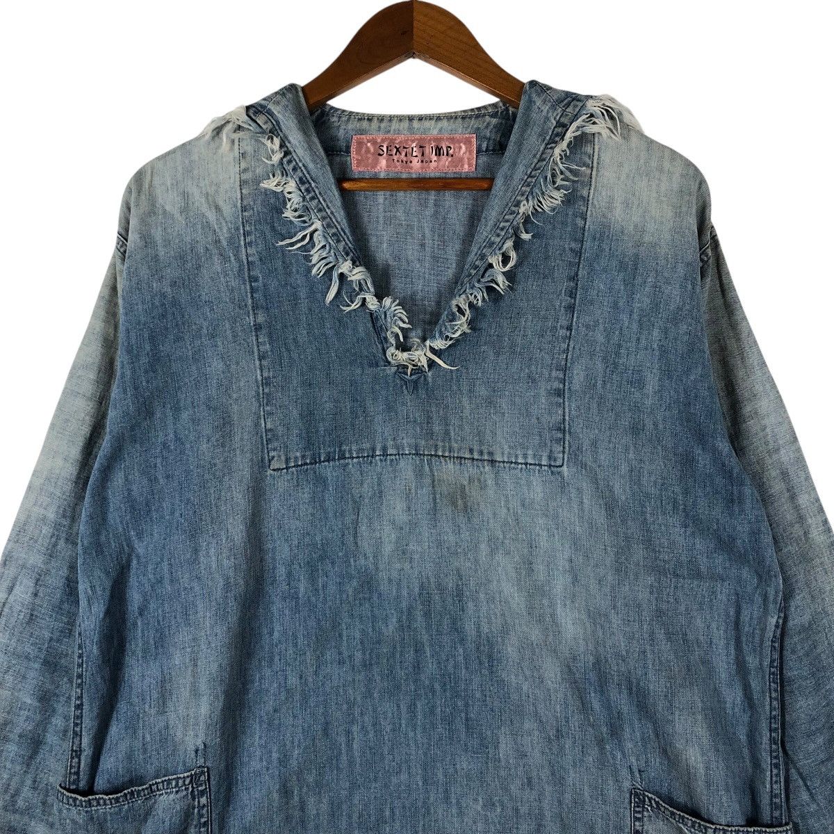 Japanese Brand SEXTET IMP. Denim Sailor Collar Shirt Size US L / EU 52-54 / 3 - 2 Thumbnail