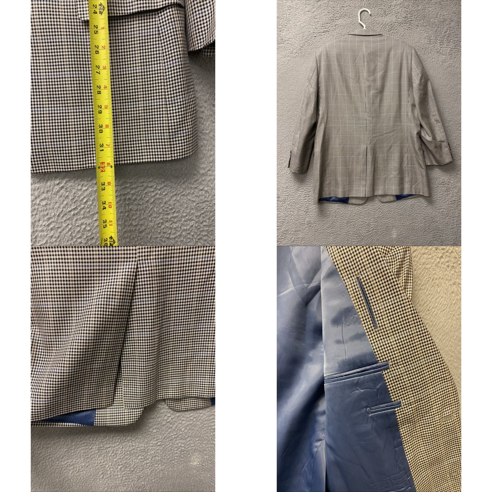 Roundtree & Yorke Roundtree & Yorke Men's Sport Coat Blazer 42R Multicolor Houndstooth Plaid Wool-Silk Tweed Size 42R - 8 Thumbnail