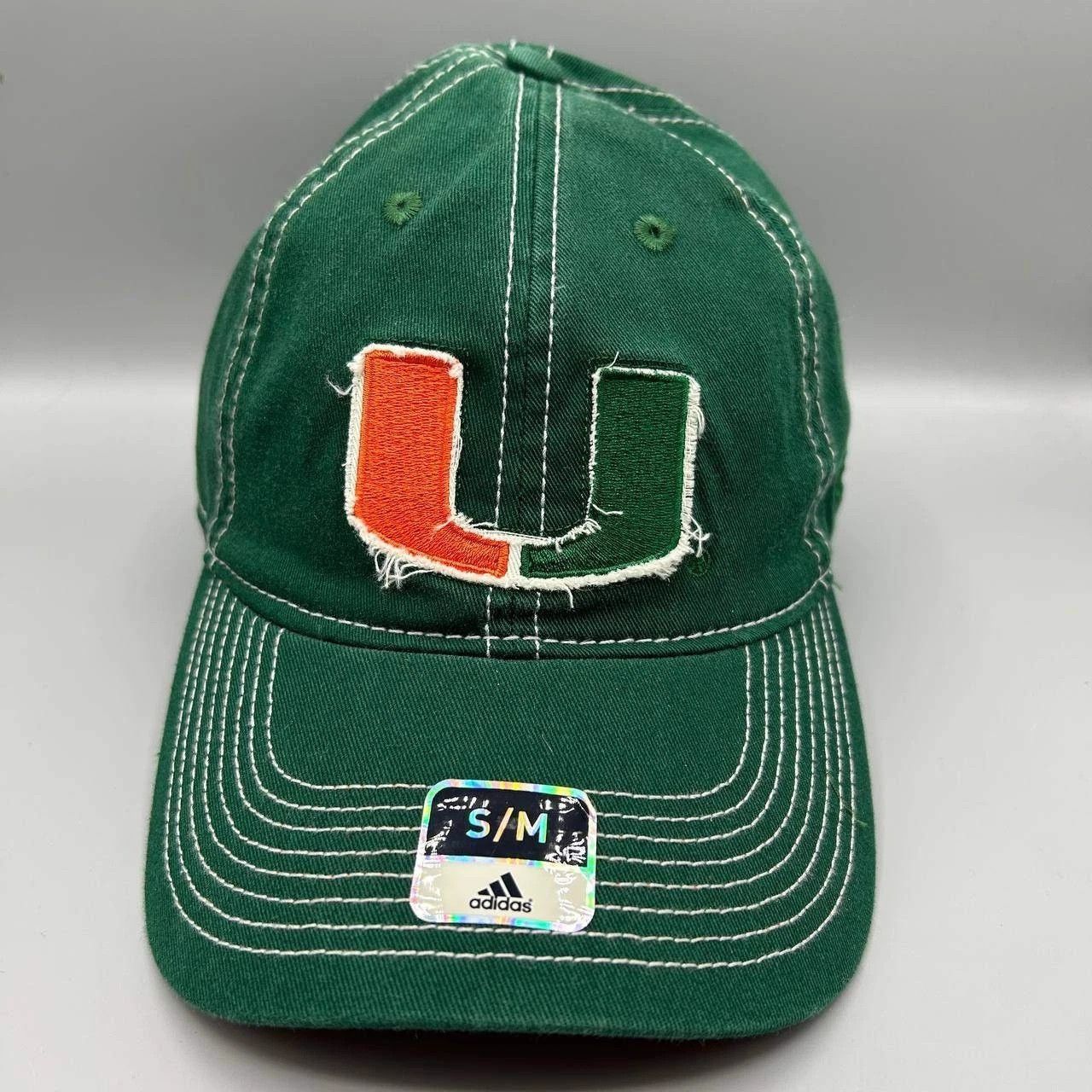 Adidas Miami Hurricanes Hat Men Green Adidas Stretch Fitted Cap S-M Size ONE SIZE - 1 Thumbnail