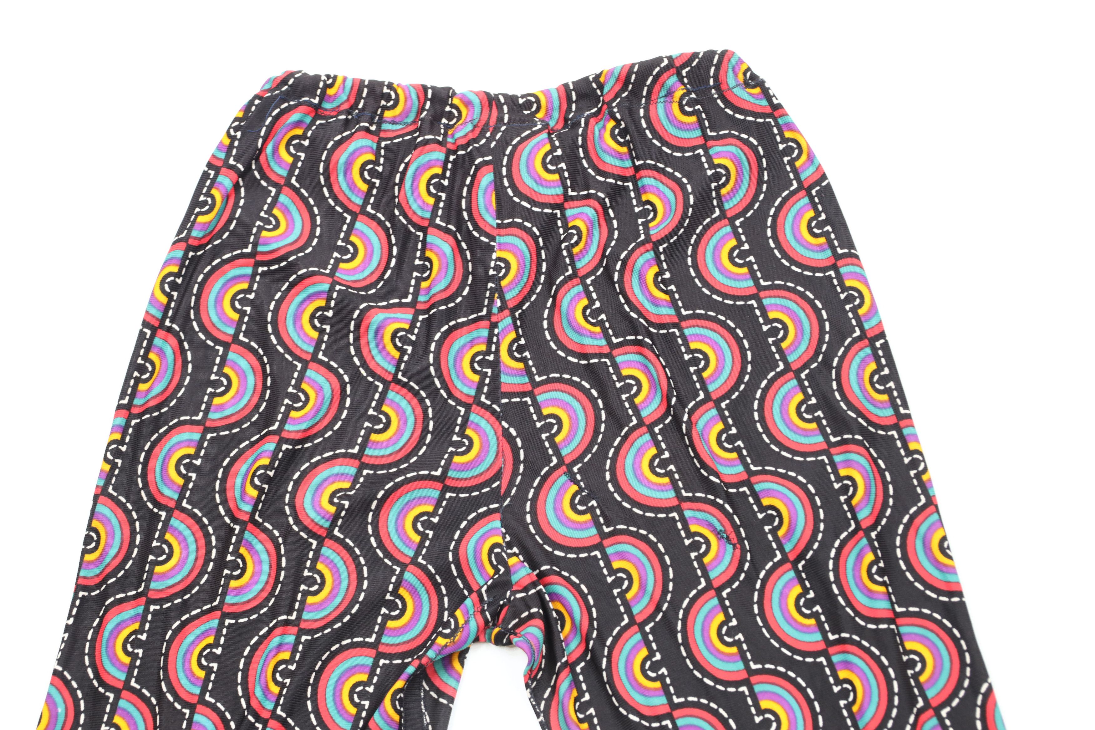 Vintage Vintage 60s 70s Rainbow Psychedelic Knit Bell Bottoms Pants Size 22" - 10 Thumbnail