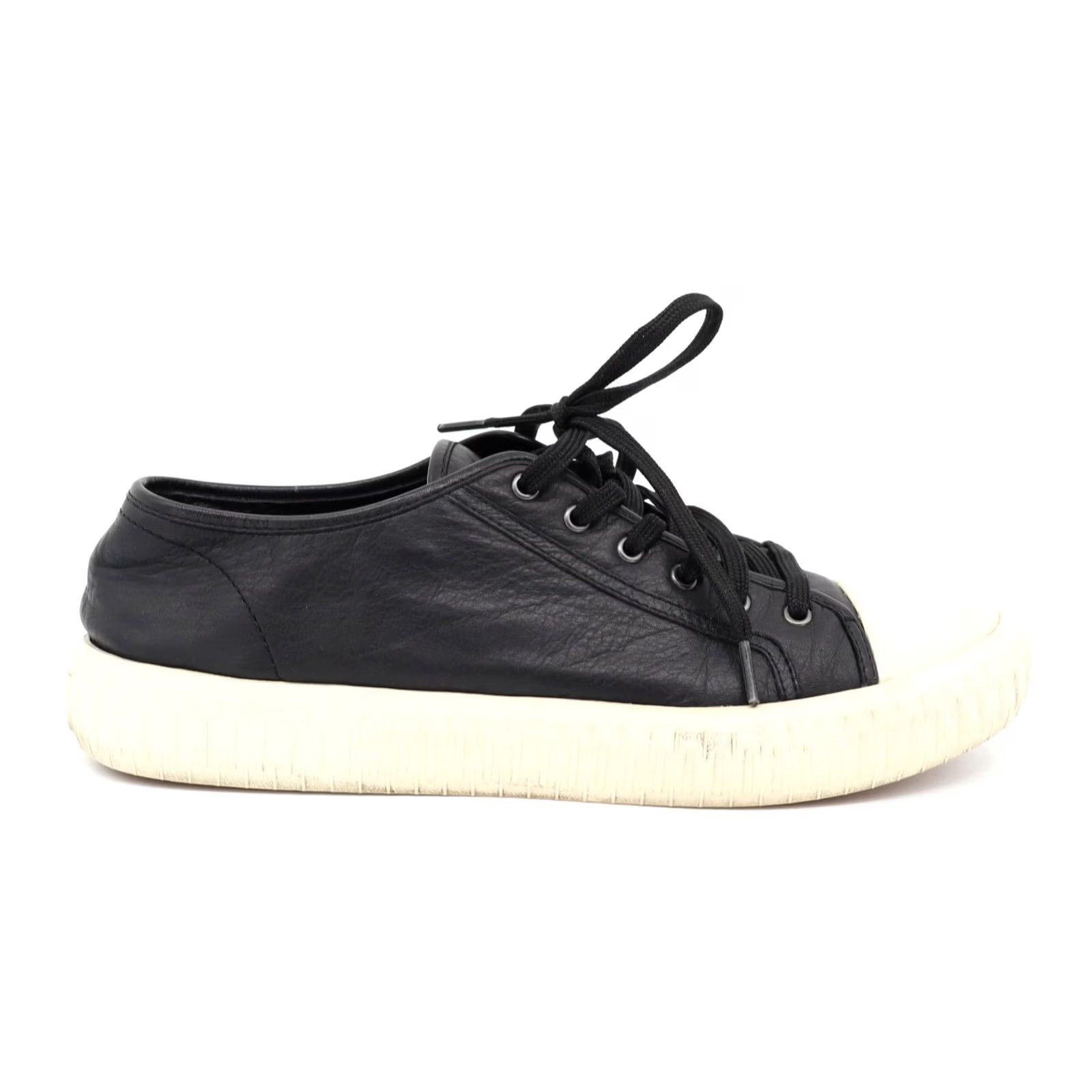 Eileen Fisher Eileen Fisher Women's Sneaker Black Leather Captoe W/White Rubber Sole Sz 8 XS-Long? Size US 8 / IT 38 - 3 Thumbnail