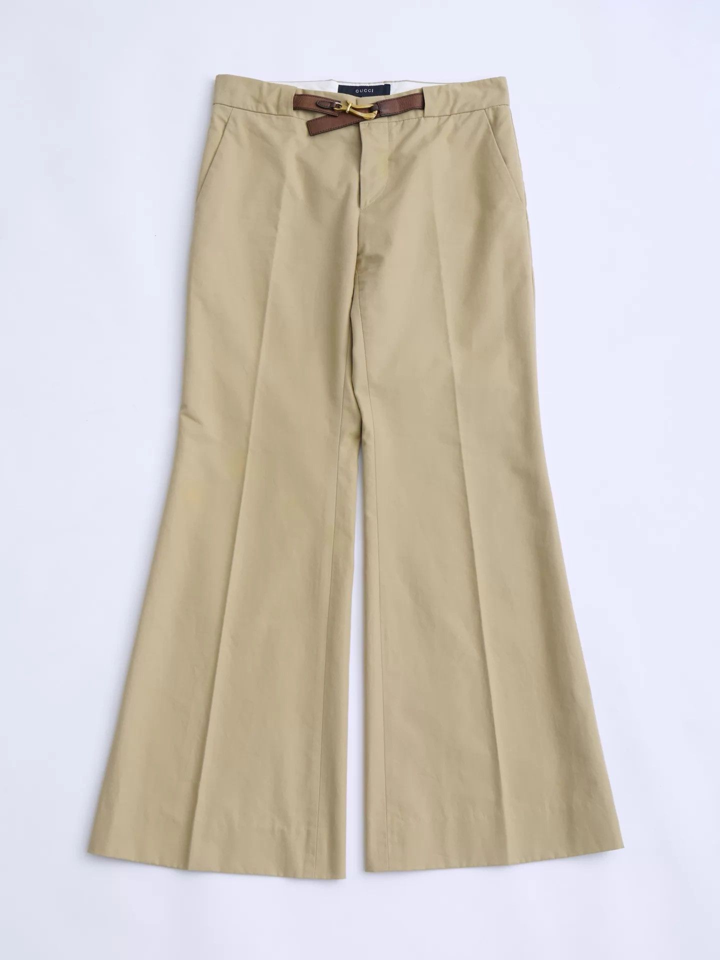 Gucci GUCCI by TOMFORD 01SS horsebit khaki wide-leg trousers Size 25" / US 0 / IT 36 - 8 Thumbnail
