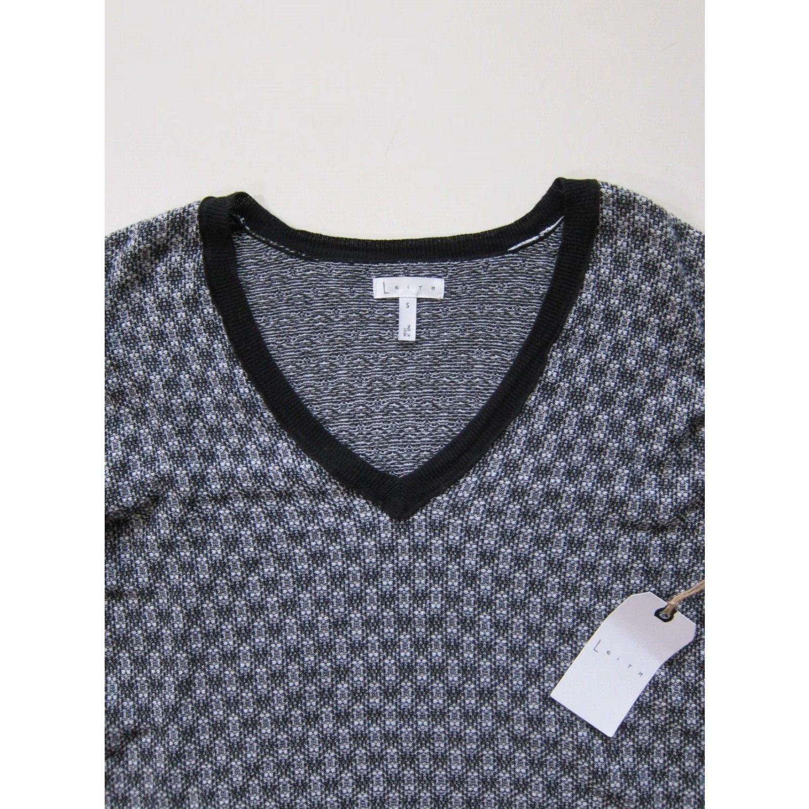 Vintage Leith Sweater Women S Black Cotton V-Neck Lightweight Knit Pullover 100% Cotton All Seasons Long Sleeve Tops Autumn Winter Black S Womens Size S / US 4 / IT 40 - 4 Thumbnail