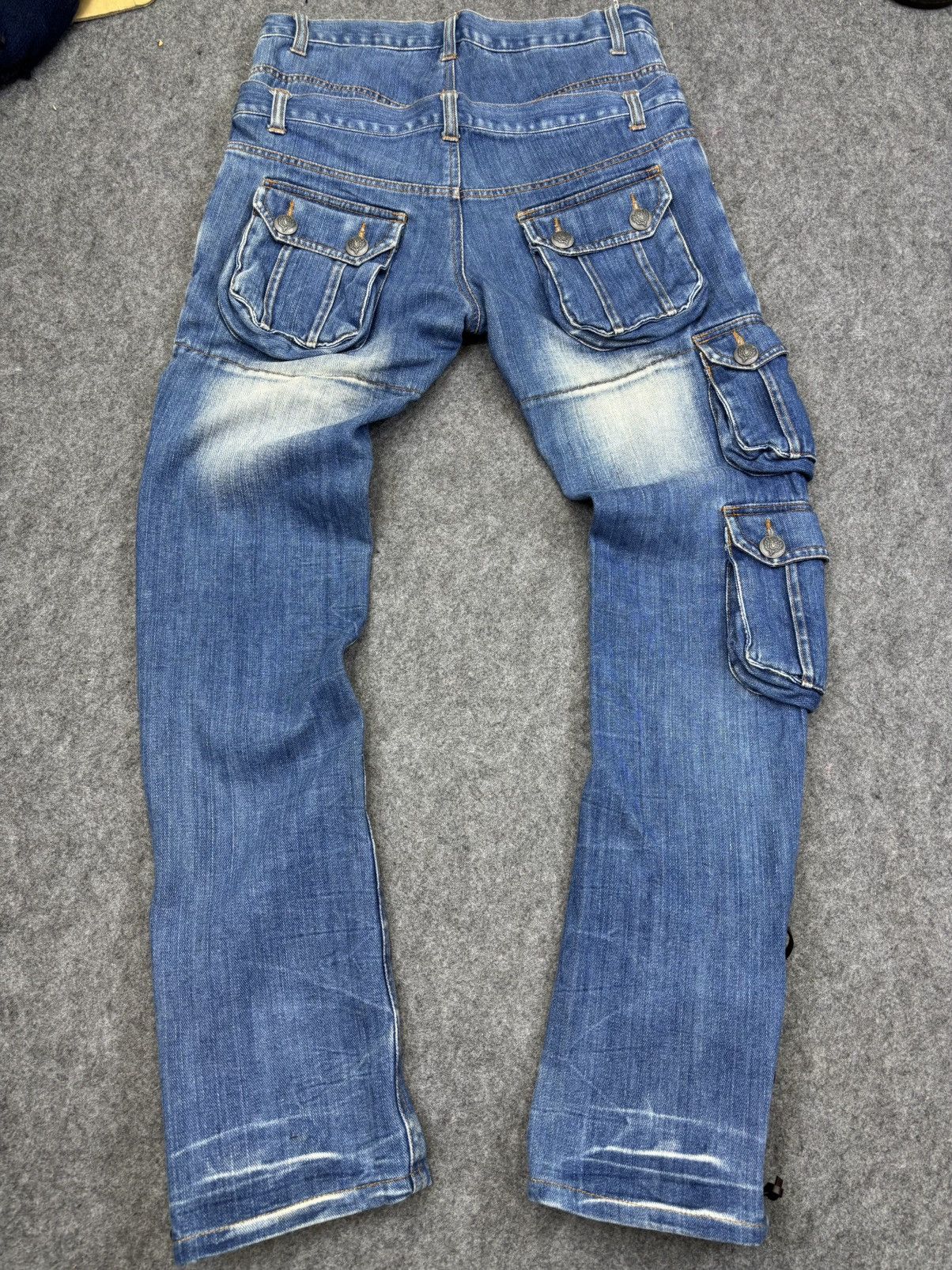Japanese Brand Flare Lace Up Mangrove Double Waist Stone Wash Denim F812 Size US 32 / EU 48 - 11 Thumbnail