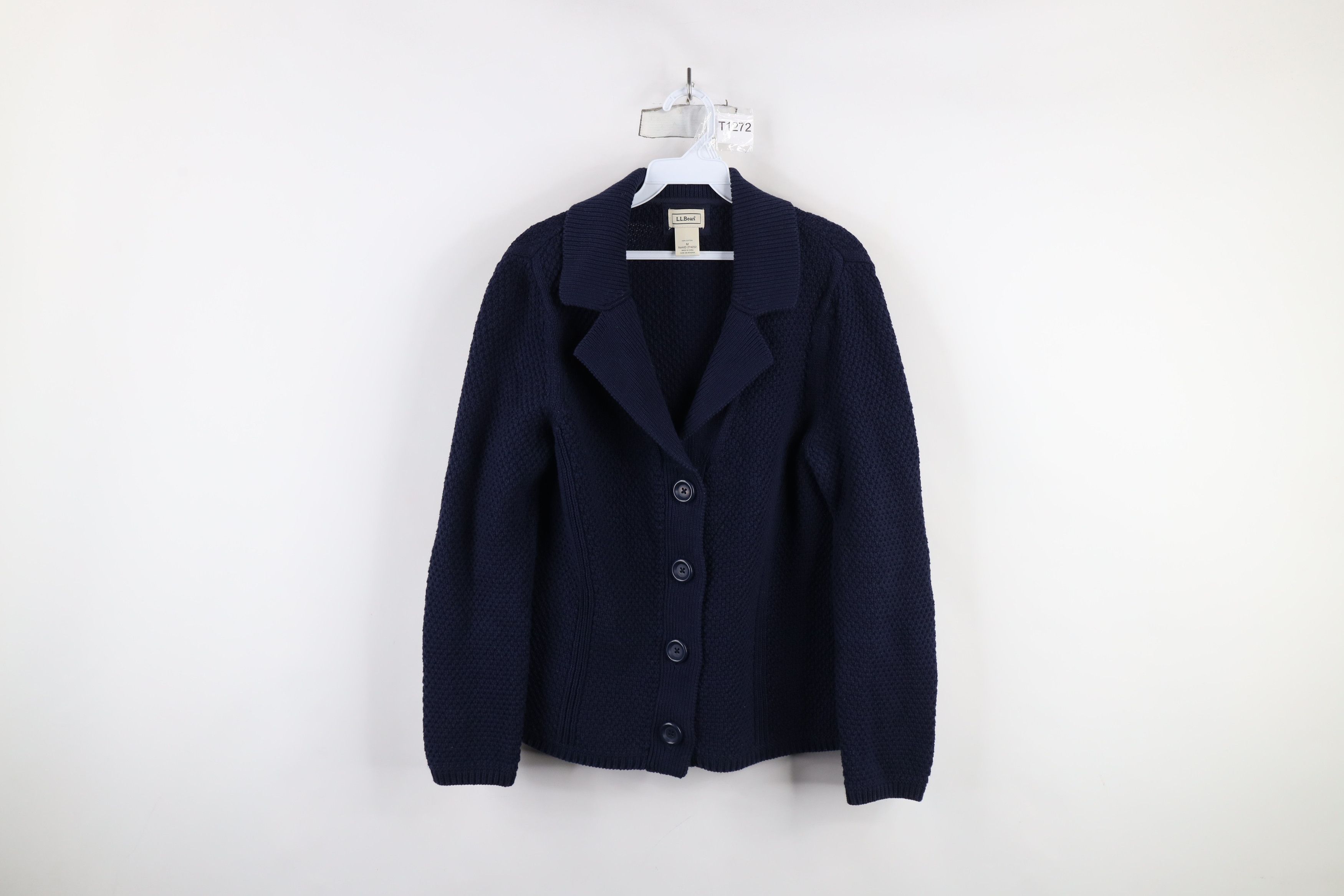 L.L. Bean × Vintage Vintage LL Bean Thermal Knit Blazer Cardigan Sweater Navy Size M / US 6-8 / IT 42-44 - 1 Thumbnail