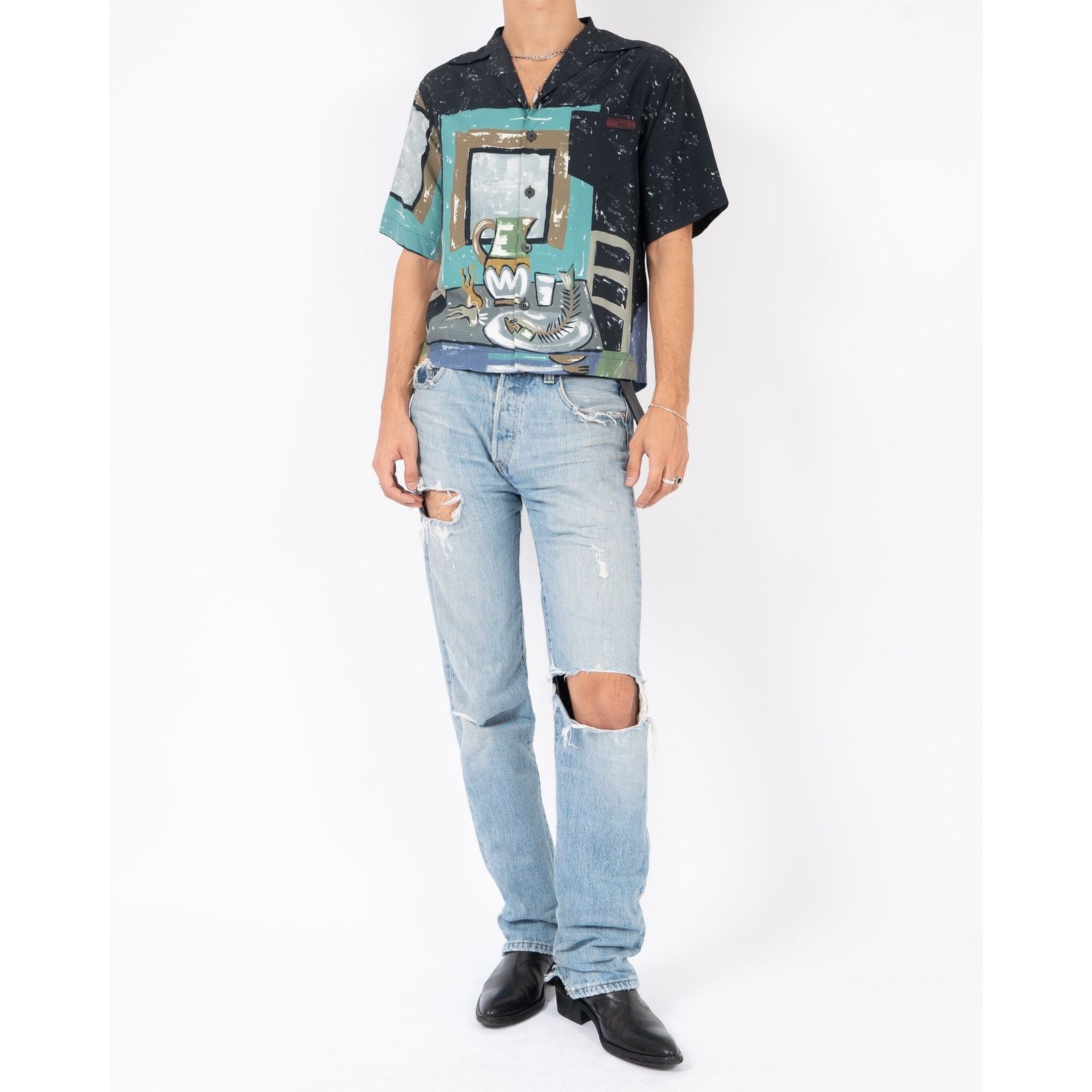 Prada FW17 Pastel Table Print Viscose Shirt Size US L / EU 52-54 / 3 - 1 Thumbnail