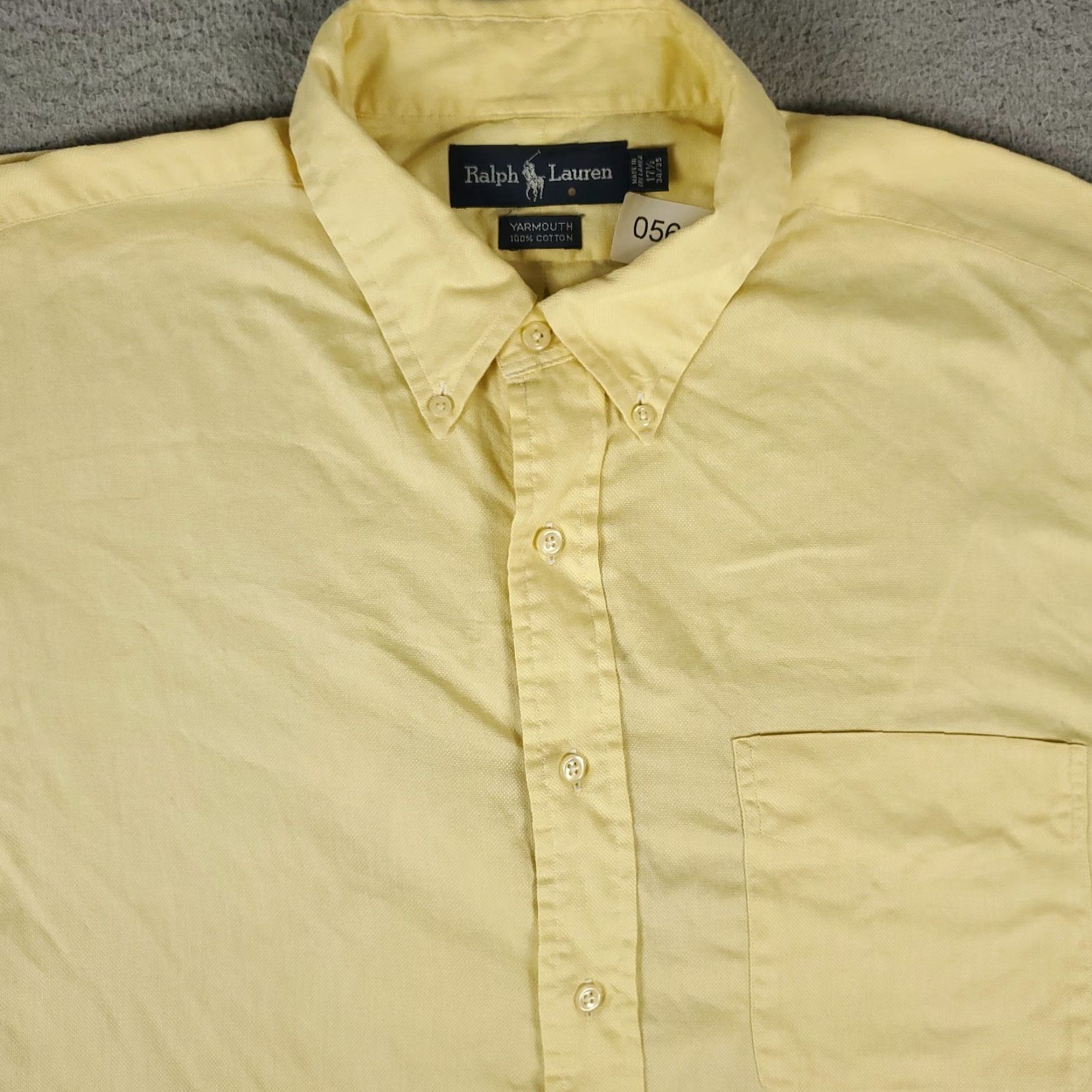 Ralph Lauren Ralph Lauren Dress Shirt Mens 17.5 Yellow Button Up Long Sleeve Cotton 100% Classic Formal Casual - Mens Shirt Size 46R - 2 Thumbnail