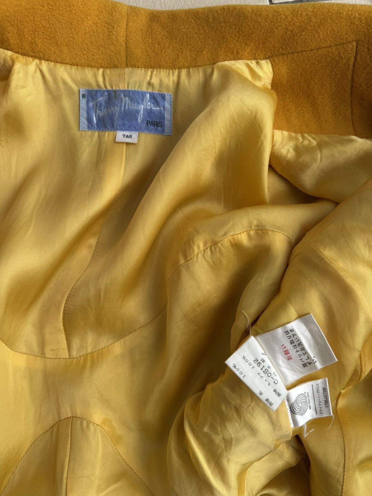 Mugler 🔥Rare Vintage 80s Thierry Mugler Mustard Yellow Wool Coat Size M / US 6-8 / IT 42-44 - 10 Thumbnail