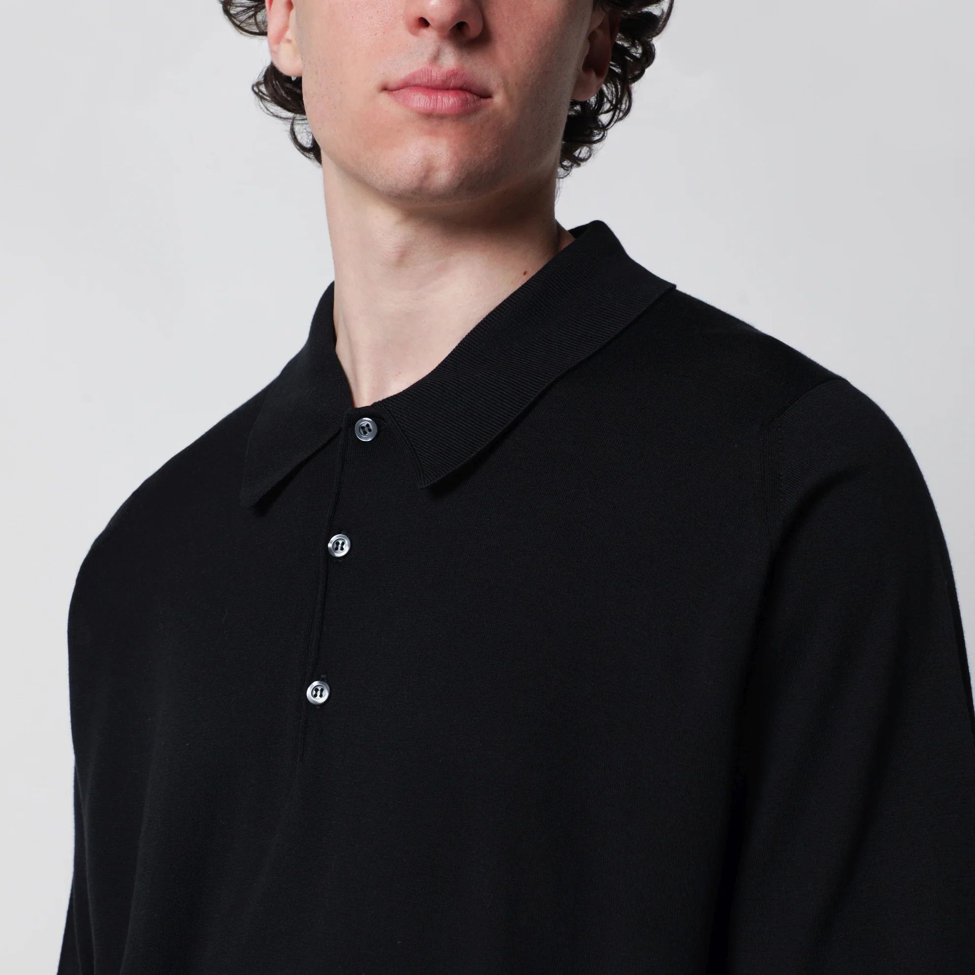 John Smedley o1d2blof0526 Cotton Polo Shirt in Black Size US L / EU 52-54 / 3 - 4 Thumbnail