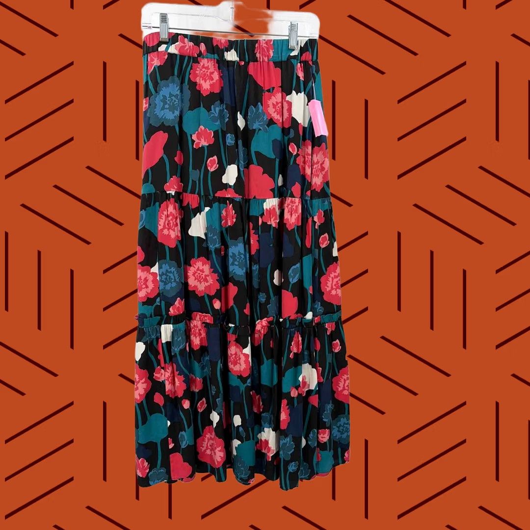 Vintage Pre-Owned Kate Spade Black Size Medium Floral Pull On Maxi Skirt Size 32" / US 10 / IT 46 - 1 Thumbnail